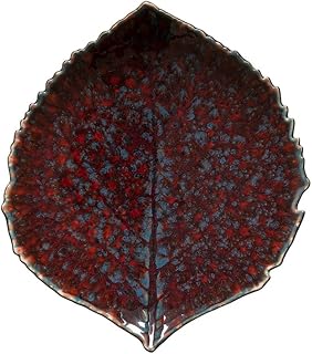 Costa Nova Ceramic Stoneware 7'' Hydrangea Leaf - Riviera Collection, Vigne (Burgundy) | Microwave & Dishwasher Safe Dinnerware | Food Safe Glazing | Restaurant Quality Tableware