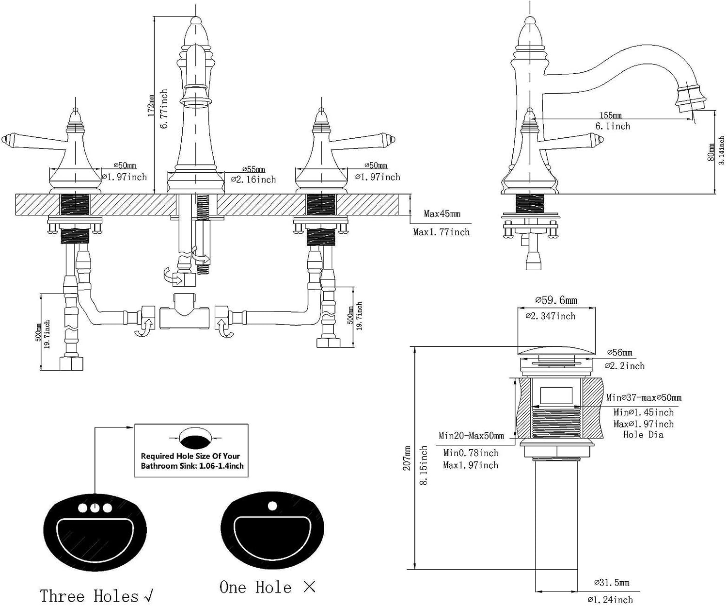 🛒 Crаzу Dеаlѕ Bathfinesse Widespread Bathroom Faucet 8 Inch 3 Holes with 2-Handles Vanity Oil Rubbed Bronze Deck Mount with Pop Up Drain Stopper Supply Lines Hose Lead-Free