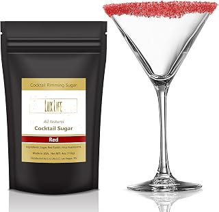 Cocktail Rim Sugar – All-Natural Fruit & Veg Coloring | Gluten-Free, Vegan, Non-GMO | Premium Drink & Cocktail Garnish (Red 4oz)