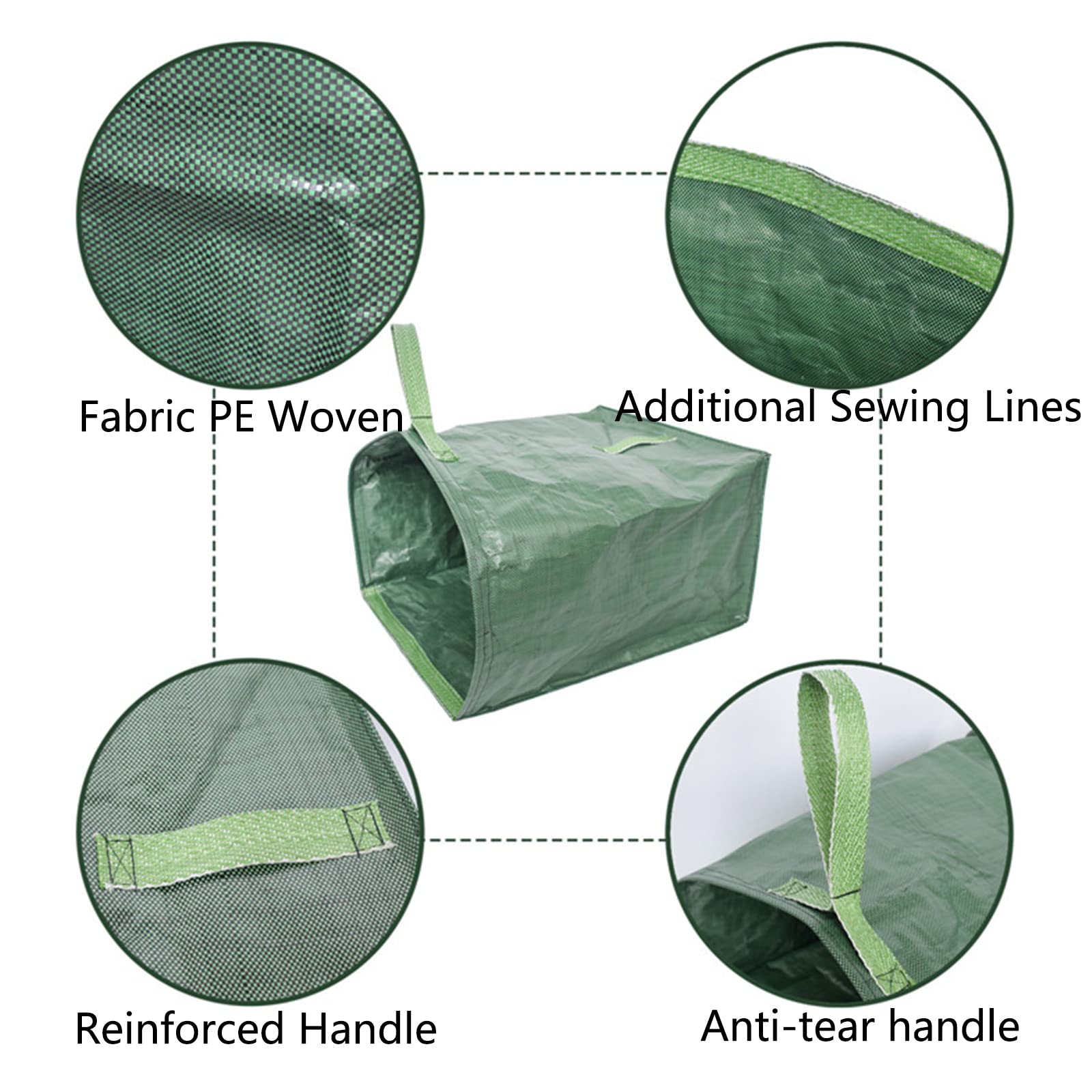 Lot de 2x200L Sacs à Déchets de Jardin Avec Poignées Anti-déchirure, 22x17x30 inches, Sacs de Jardin de Type Pelle à Poussière pour Ramasser Les Feuilles, Pliable et Réutilisable