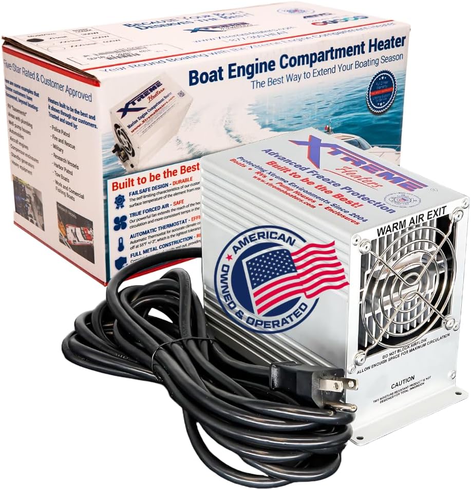Boat Engine Compartment Heater | 400w Marine Certified Bilge Heater, Use For Winter Storage, Under RV, Freeze Protection, Well House, Campers, Greenhouses, & Boats