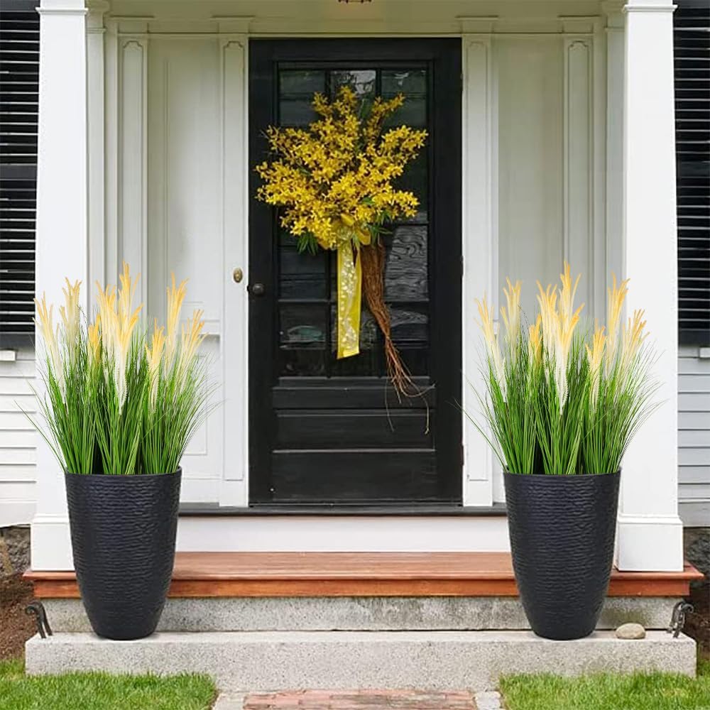 Artificial Plants 6PCS 27“ Fake Tall Grass Artificial Onion Grass,Faux Grass Plant,Fake Grass Greenery Shrubs Bushes for Indoor Outdoor Garden Shop Office Home Décor