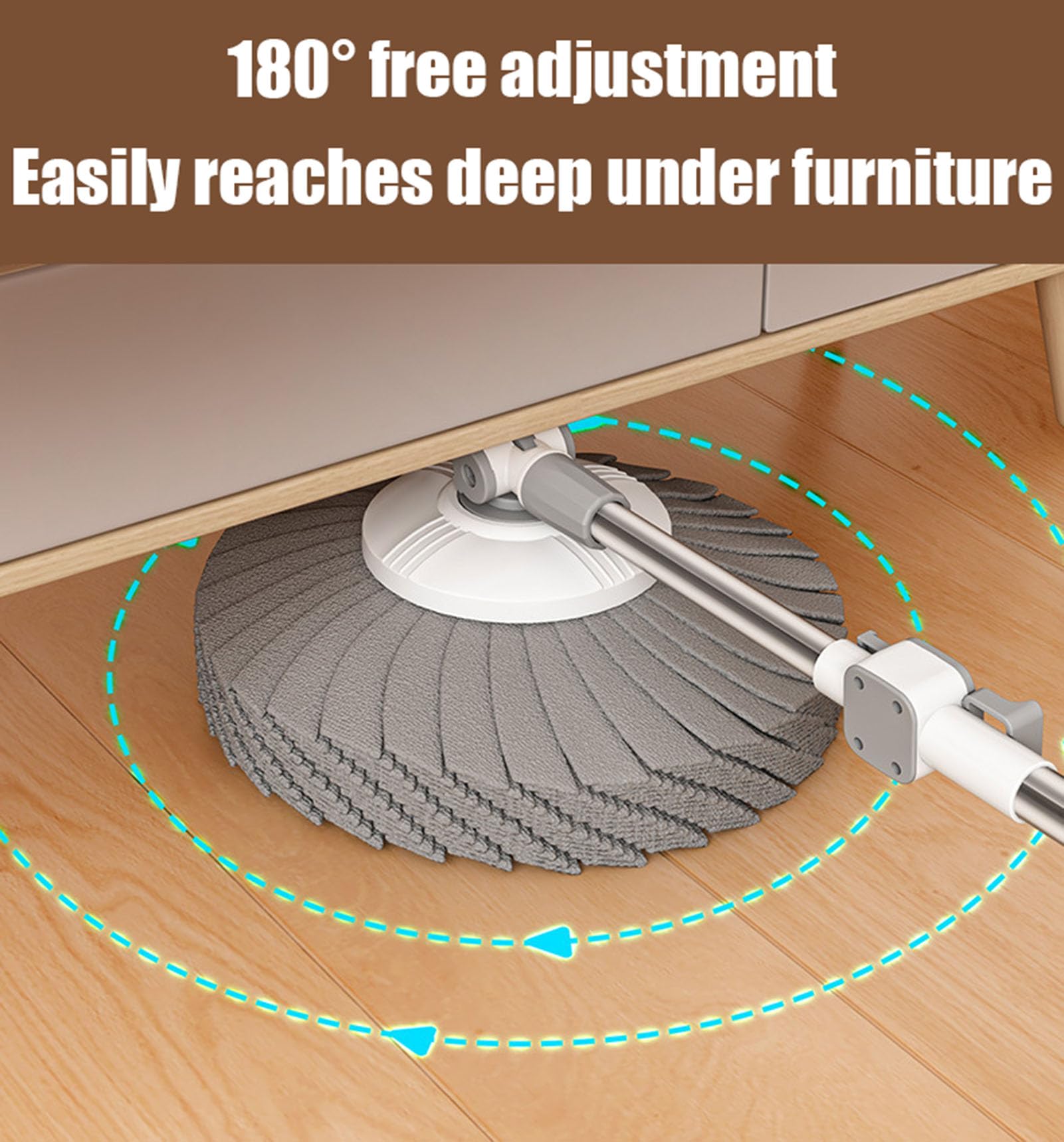 Juego mejorado de fregona y cubo giratorios, escurridor con manos libres | Trapeador de microfibra absorbente para pisos laminados de madera dura y baldosas, sistema de secado fácil