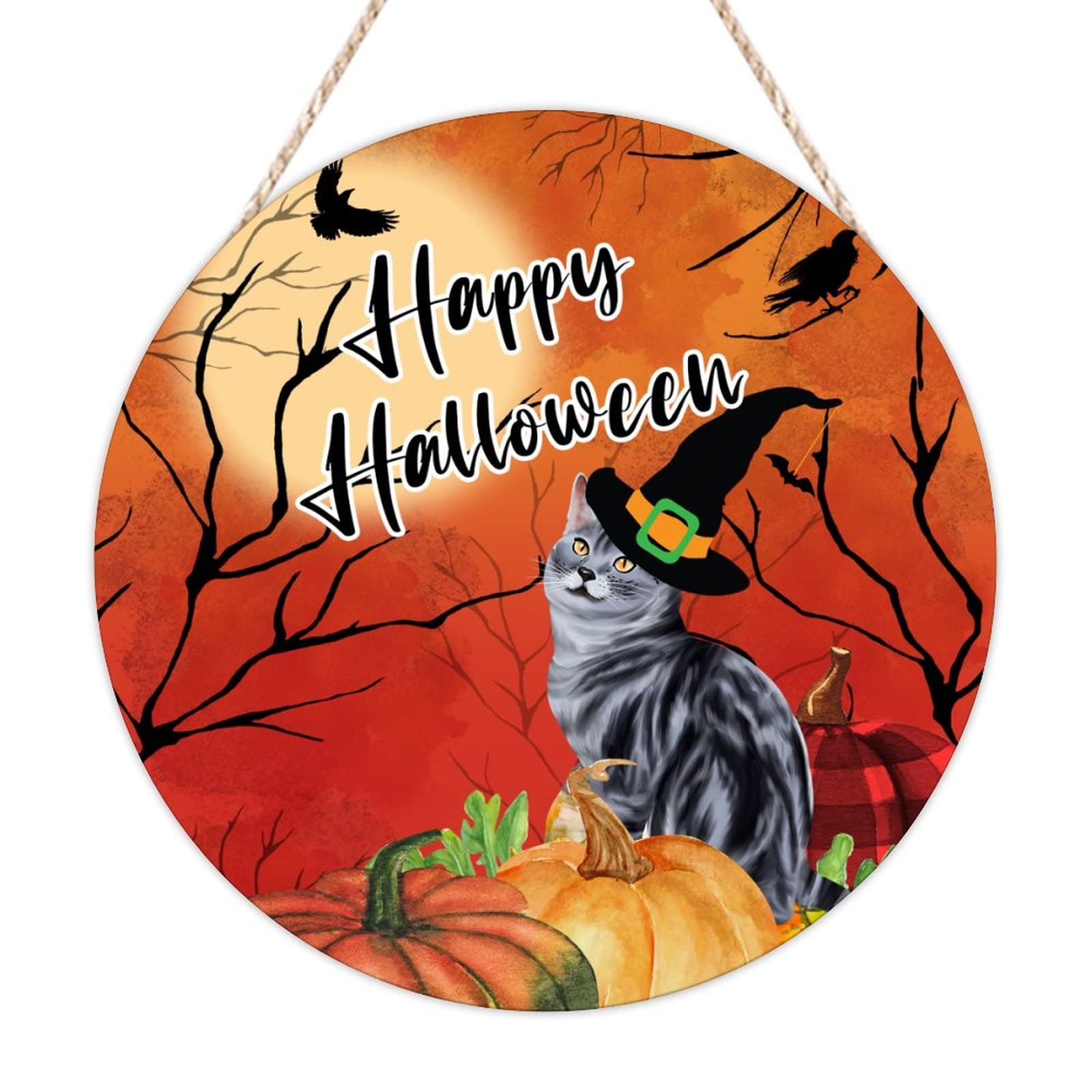 Décoration murale chat d'Halloween en bois pour habiller votre porche cet automne