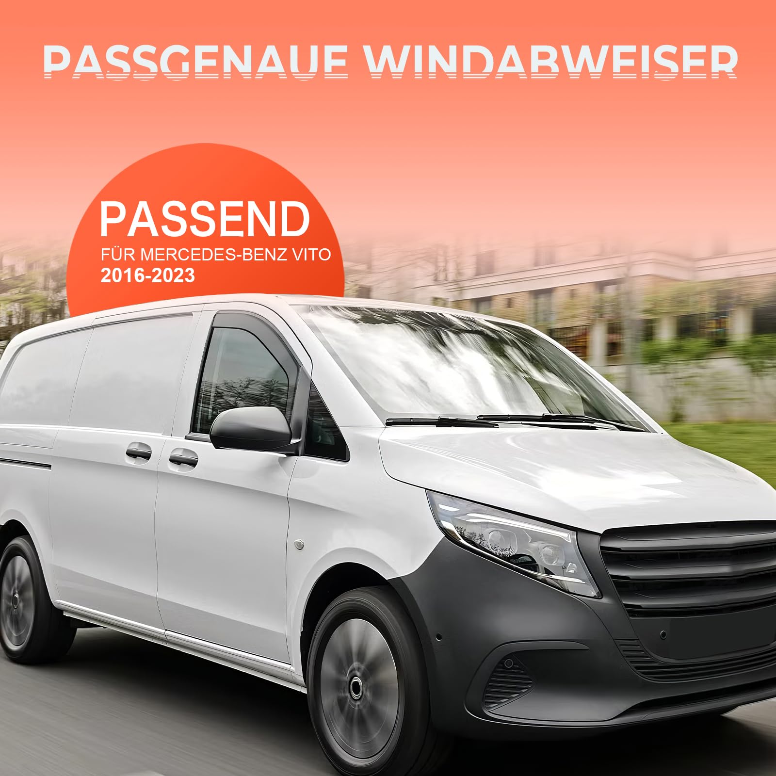 GEARMONSTER Windabweiser kompatibel mit Mercedes Vito 2016-2023, 2 Stück, Schwarz