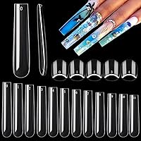 Vista 16 de 600 puntas de uñas cuadradas sin curva C para uñas acrílicas profesionales, puntas de uñas transparentes, puntas planas cuadradas rectas, puntas