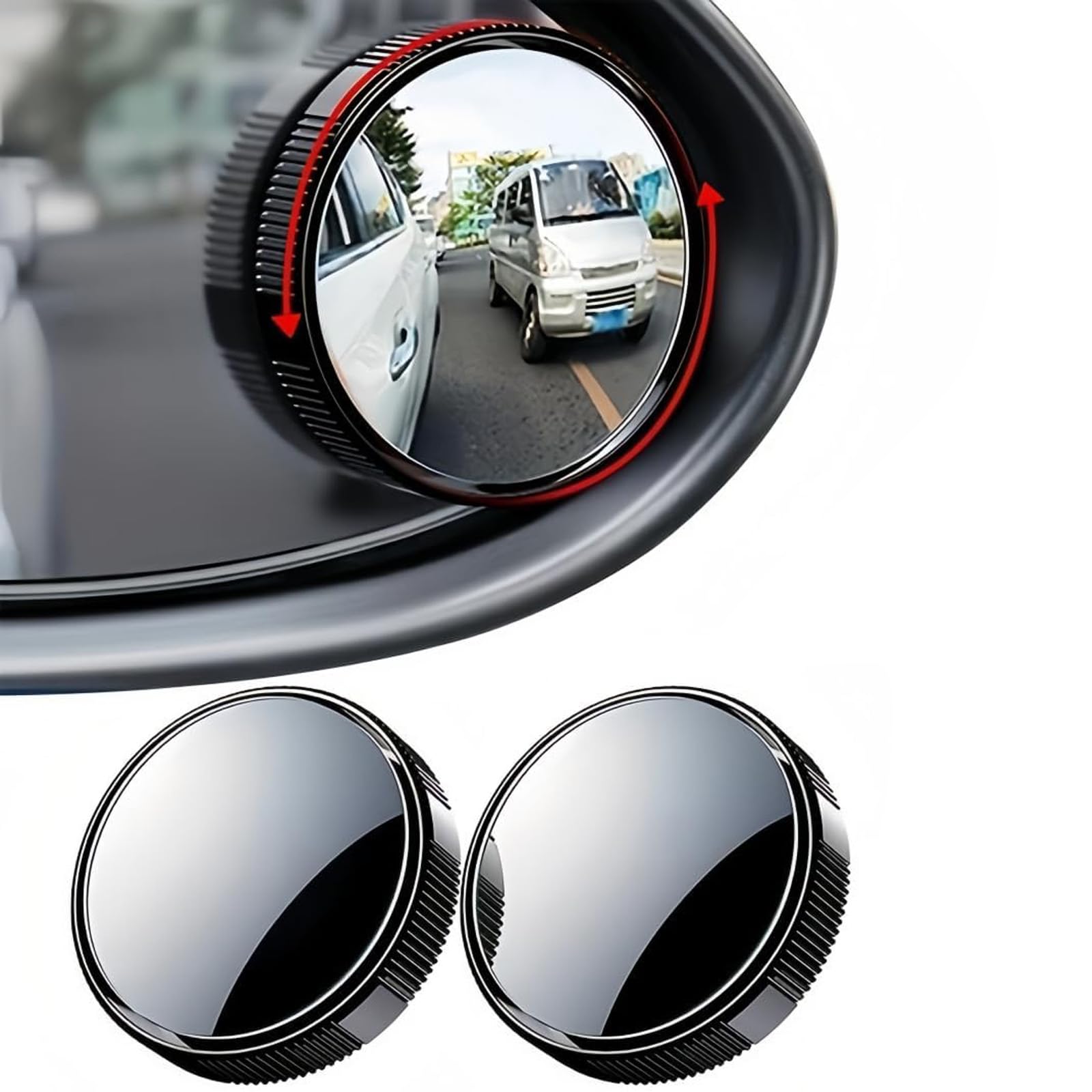 Photo 1 of 2-Pack Blind Spot Mirrors for Cars - 2 Inch Round HD Glass Convex Rearview Mirror, 360° Wide-Angle Suction Cup Mount for SUV, Truck, Universal Fit, Black
