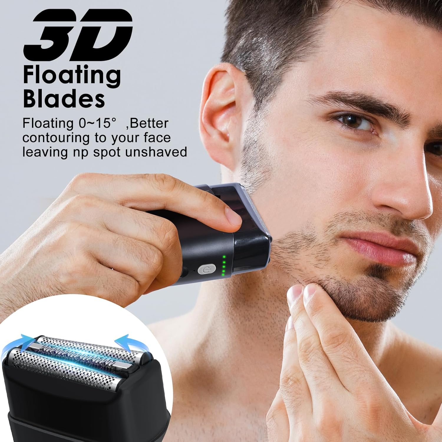 Men's 2-in-1 Rechargeable Foil Shaver & Hair Clipper, Beard & Sideburn Grooming Trimmer, 3 Floating Blades Electric Razor, 7200RPM High-Speed Motor, IPX7 Waterproof, Travel-Friendly