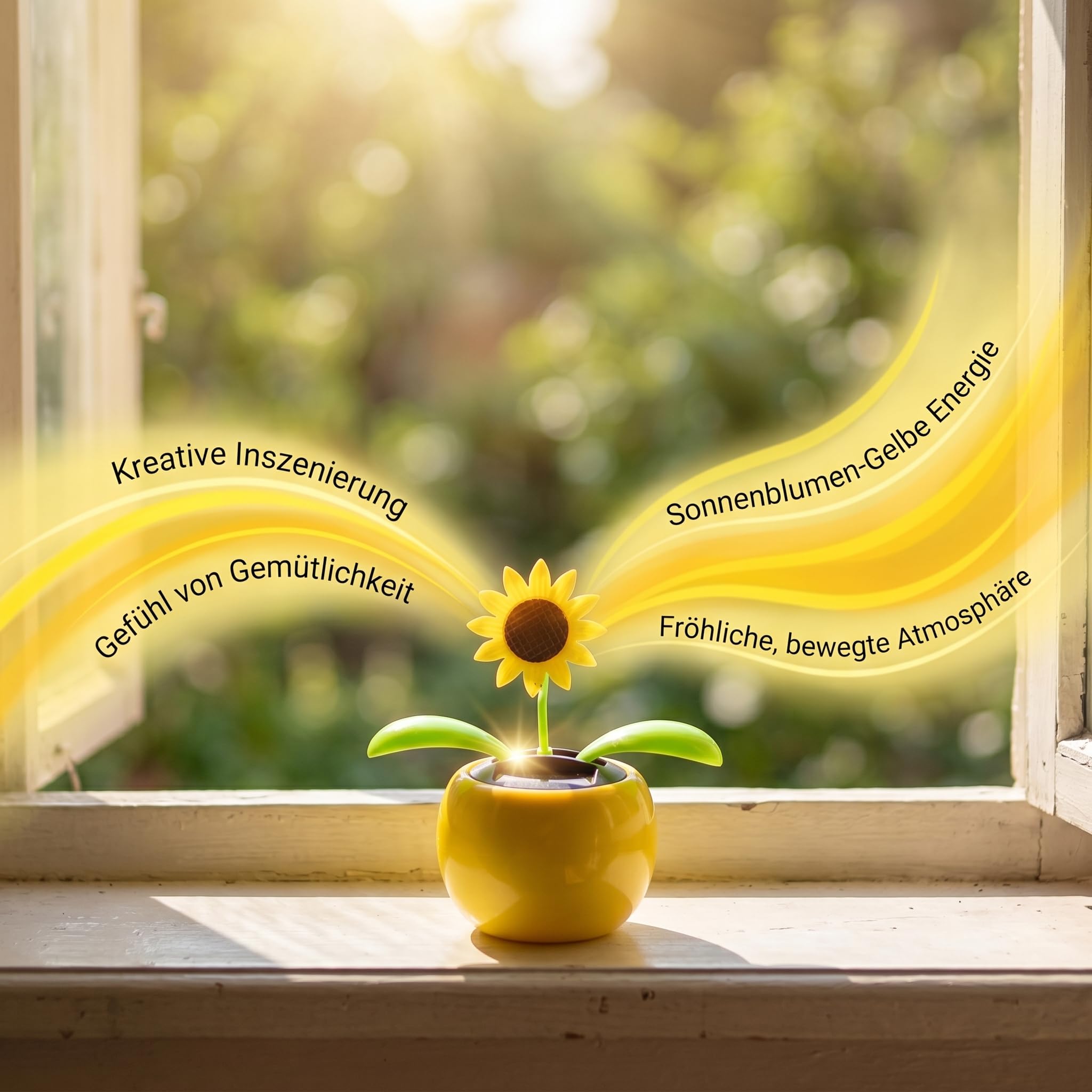 Toyvian Solarbetriebene Tanzende Sonnenblume Auto Armaturenbrett Dekoration 11.00X7.00X7.00Cm Innenraum Ornamente Energiesparende Auto-Innendekoration