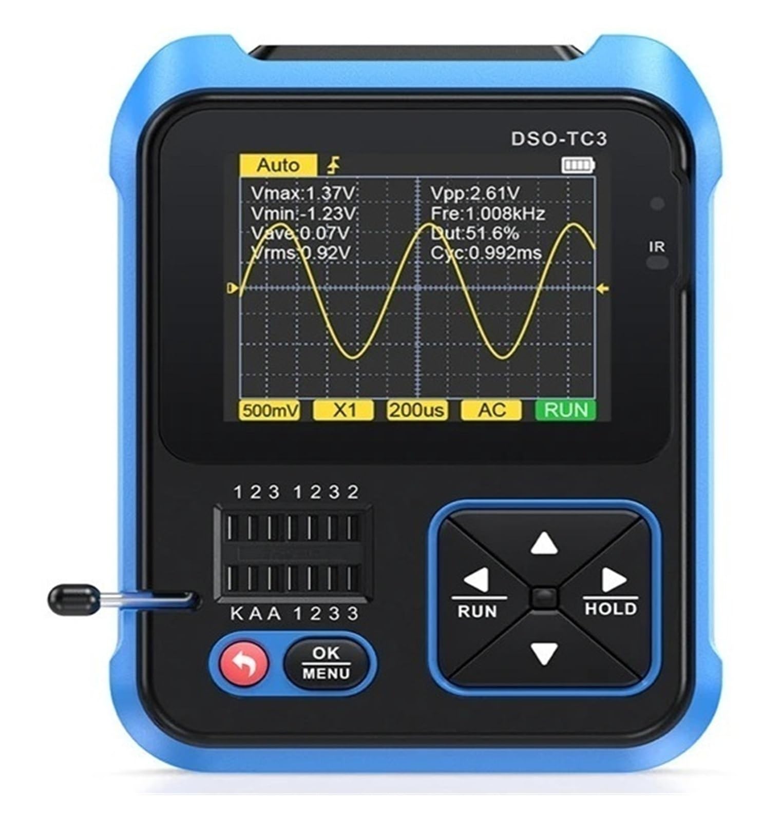 Oscilloscopio TC3 1014D 1013D Generatore di segnale di ingresso a doppio canale 3 in 1 100 MHz * 2 Larghezza di banda analogica Frequenza di campionamento 1 GSA/s(TC3 NO P6100)