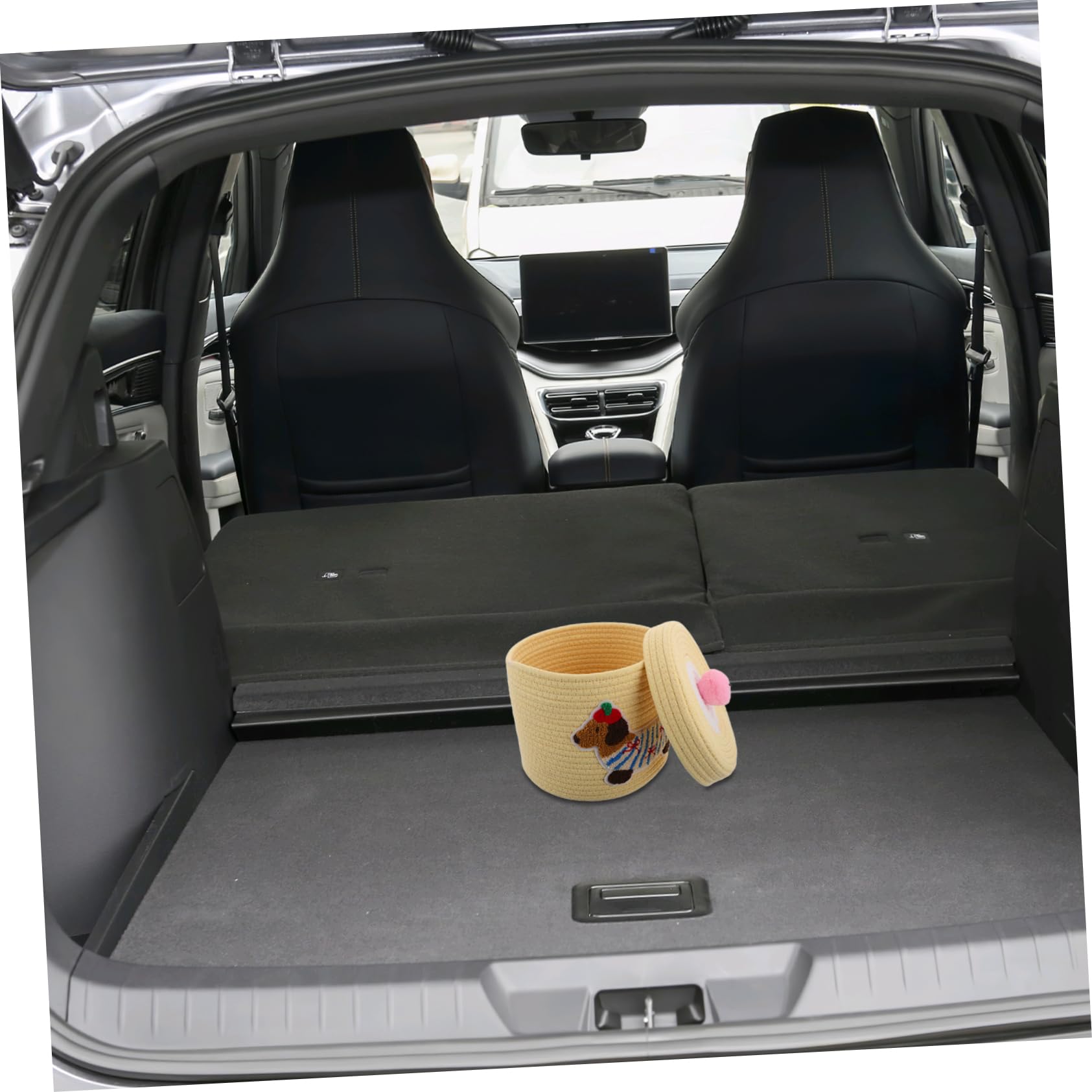 PRETYZOOM Cesta de Almacenamiento Gran Capacidad Adecuado para Organizar Juguetes de Mascotas Interior con Cuerda de Algodón Resistente Deformación y Diseño en Forma de Perro para Coche