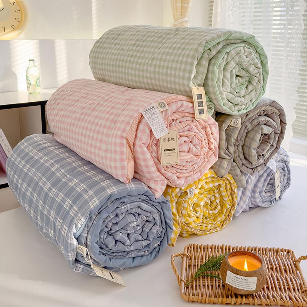 Copriletto Estivo Morbido e Confortevole, Stampa Digitale Bianca, 150x200cm, Rosa, Cotone, 100% Cotone, Adulti, Unisex, Tutte le Stagioni, Uso Domestico, Viaggio, Campeggio, Picnic