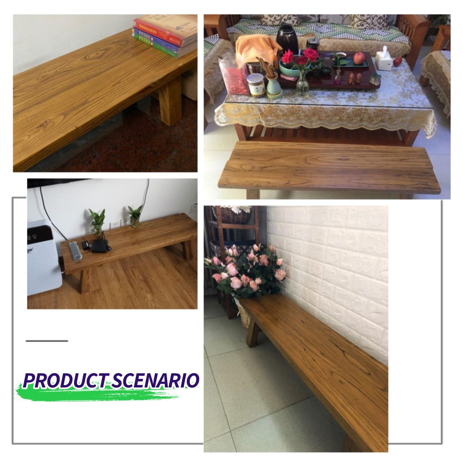 Banco Madera Taburete Woody Reposapies Salon Banqueta Dormitorio De Entrada Pie Cama Tocador Maquillaje Otomana Natural para Dormitorio, Entrada, Comedor