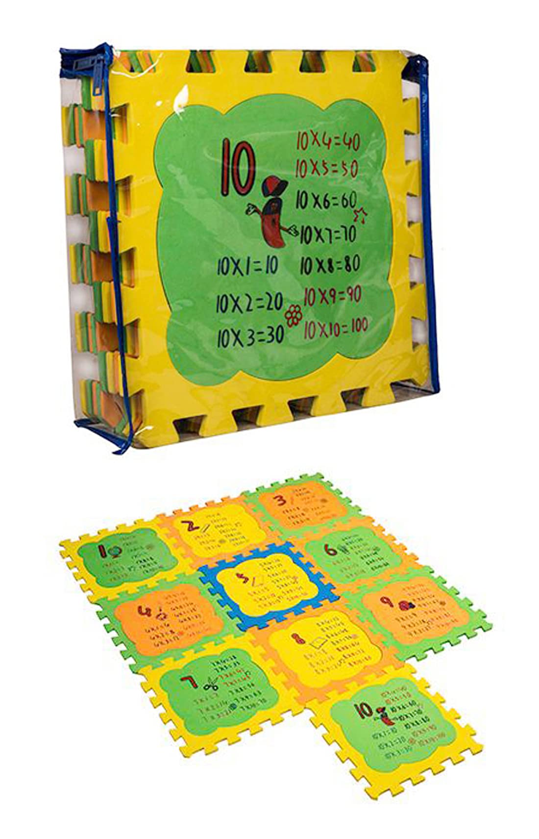 Beston® ( 1 to 10 ) Multiplication Table Learning EVA Puzzle Mat for Kids ( Size:- 36 Inch x 48 Inch ) (10 Pieces) 2, 3, 4, 5+ Years