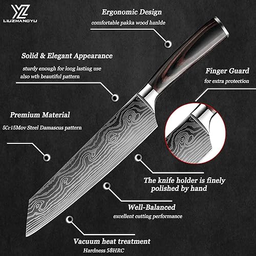 Miniatura 7 de Juego de cuchillos de chef profesional, 3.5-8 pulgadas, cuchillos en caja de acero inoxidable 5Cr15mov ultra afilados japoneses con fundas, juegos