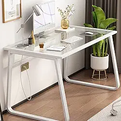 Mesa de escritório em casa mesa de computador de vidro temperado moderno mesa de estudo de escrita de estudante pequena mesa de computador, branca, 39 tamanhos