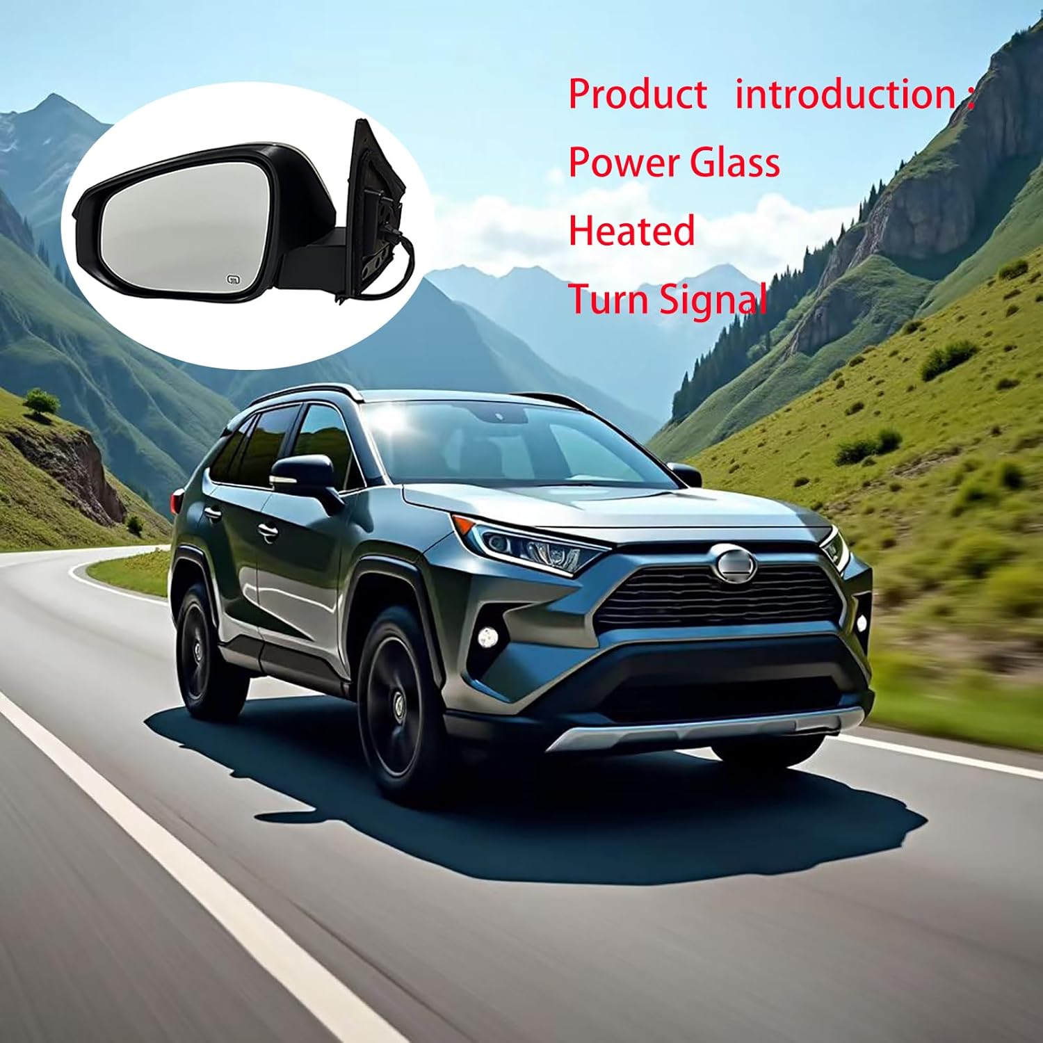 Left Side Driver Door Mirror Assembly Compatible with Toyota RAV4 2013-2015 Power Glass Heated with Turn Signal Light Black Replaces# TO1320310 879400R090