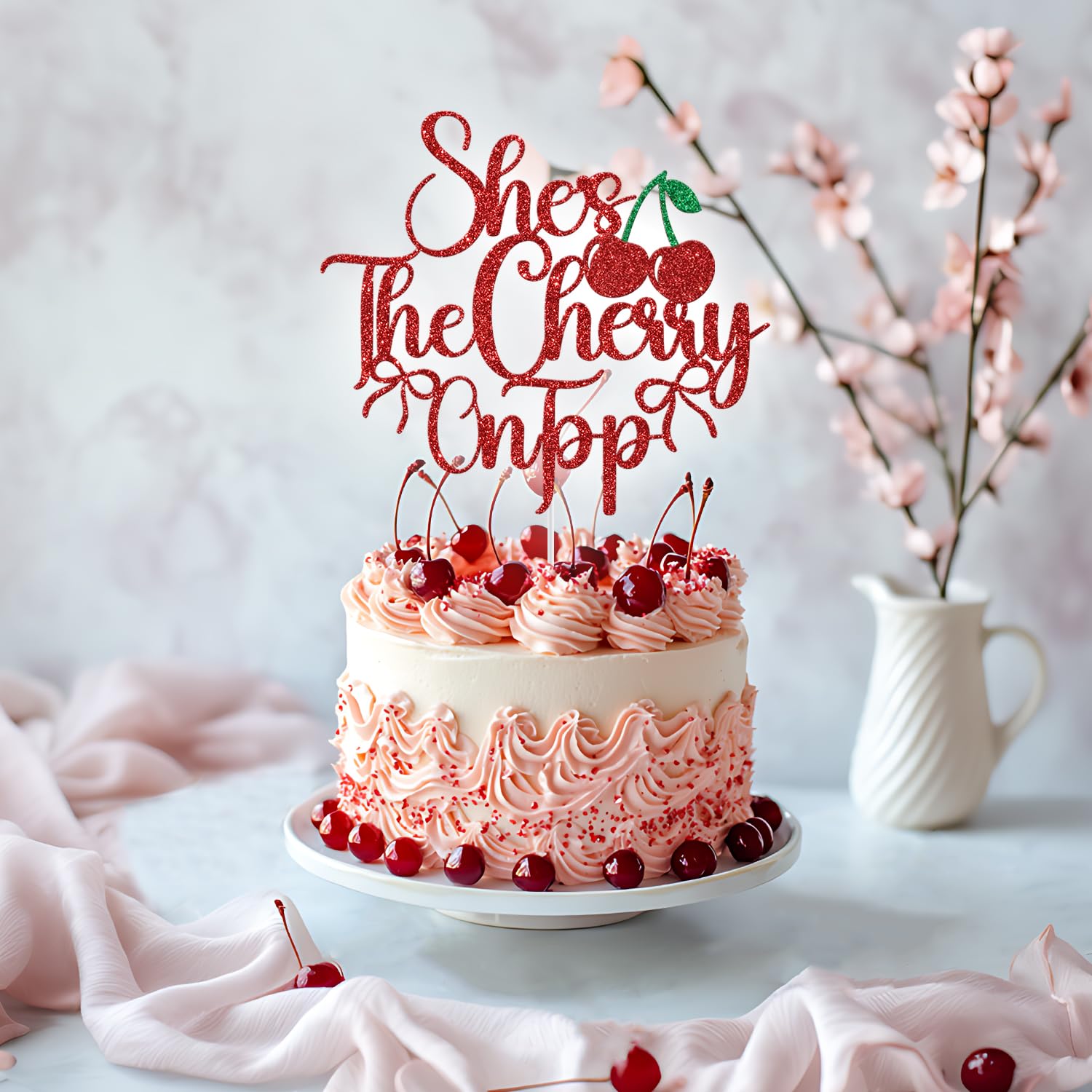 Cupcake-Topper „She's The Cherry On Top“ – 36 Stück, Mit Kirsch-Design, Für Babyparty & Junggesellinnenabschied