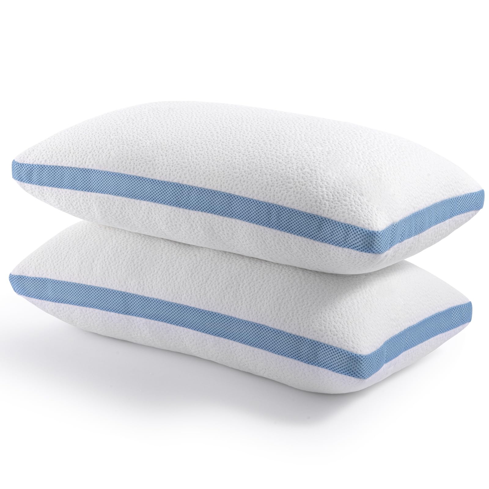 Hiimgo 2 Pack Shredded Memory Foam Pillow for Restful Sleep，Hypoallergenic and Cooling，Machine Washable,Standard Size（51x66cm，1 Pair）