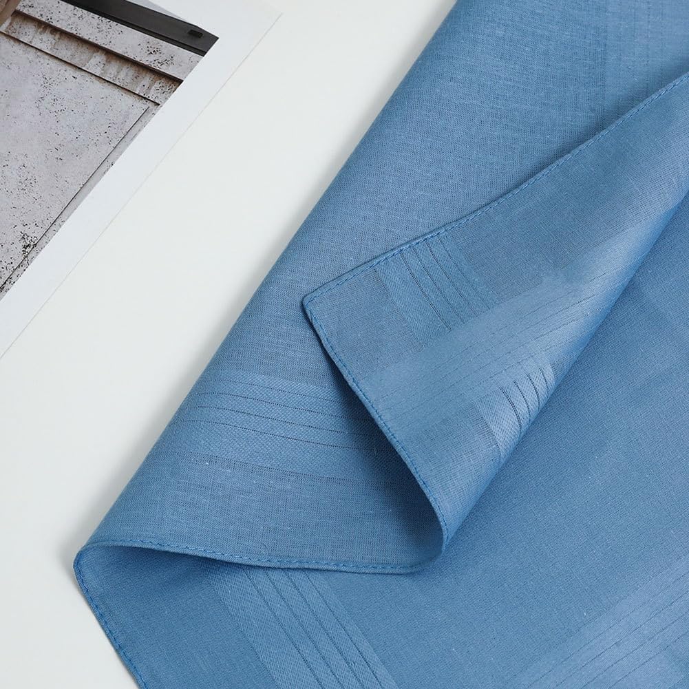 5 Pcs 16" Blue Gentleman Handkerchief Cotton Pocket Squares Hankies Wedding Suit Pocket Handkerchiefs Business Banquet Suit Accessories