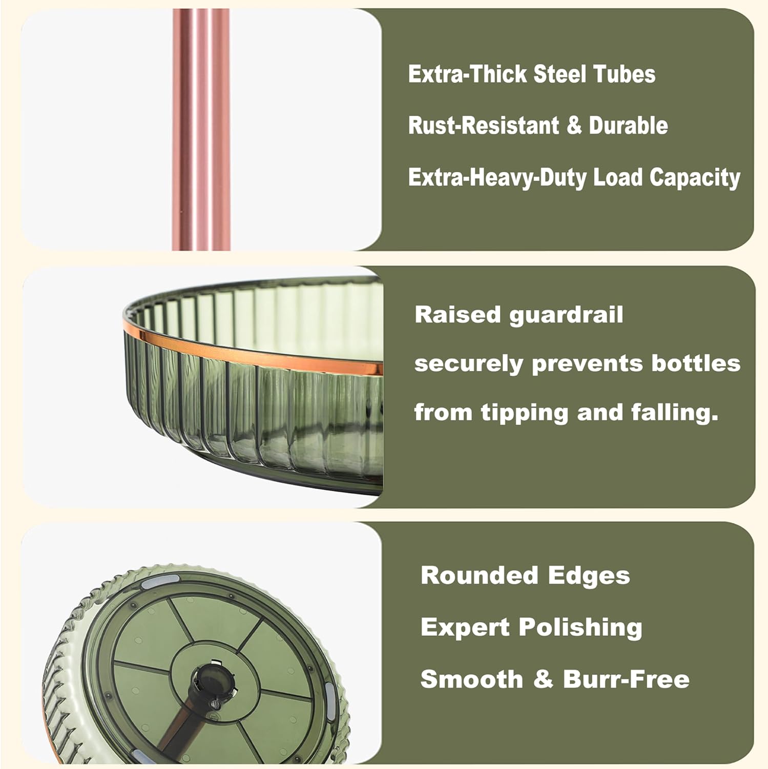 360 Rotating Makeup Organizer for Vanity,2 Tier Independent Rotation Large Capacity Skincare Organizers,Bathroom Counter Organizer, Spinning Monobloc Design Perfume & Vanity Organizer