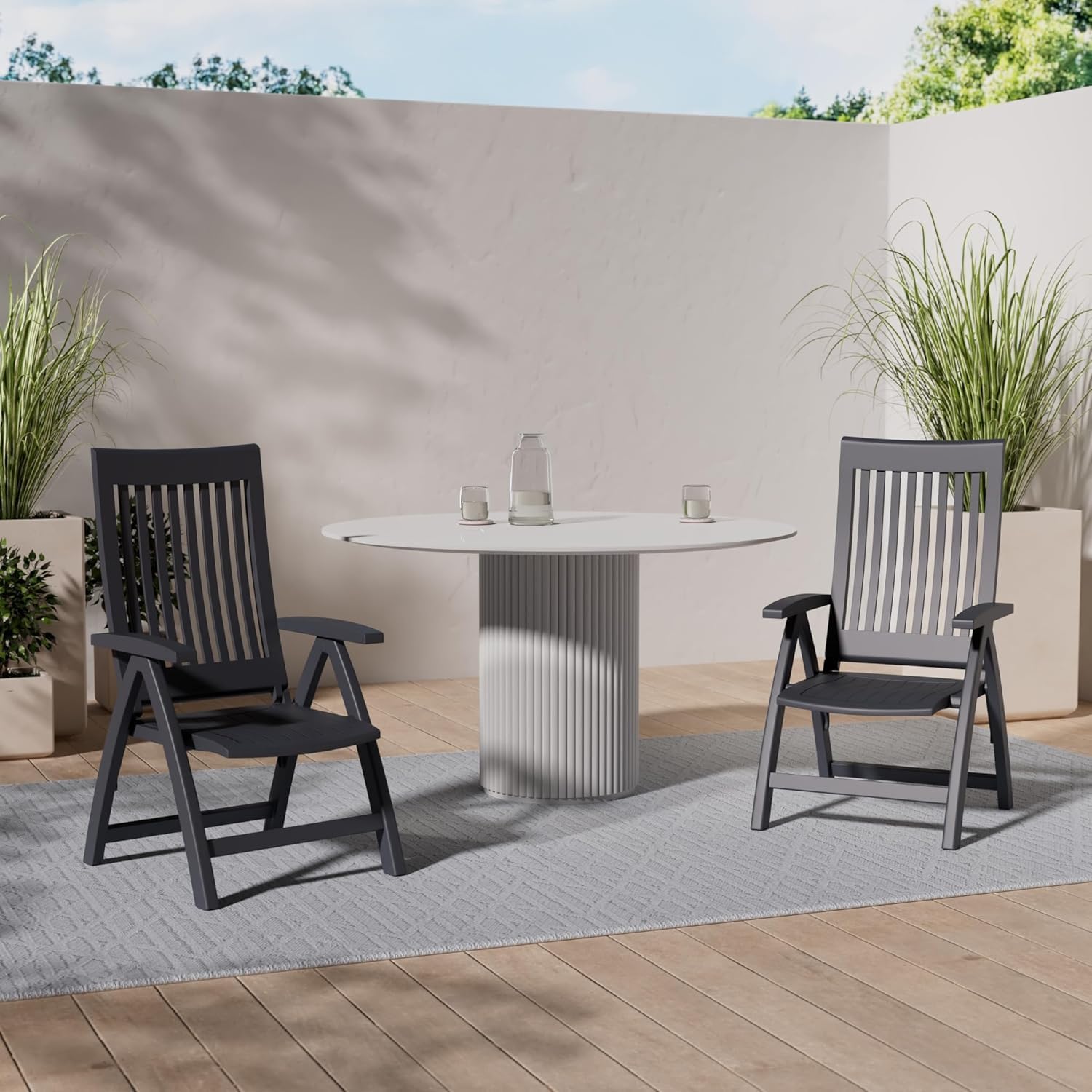 Kettler Roma Klappsessel - Verstellbarer Gartensessel aus Kunststoff - anthrazit