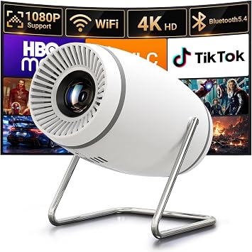 Built-in APPSMini Projector With Wifi And Bluetooth, 1080P 4K Support Portable Projector, Movie Projector for Bedroom, Compatible with Smartphones/TV Stick/iPad/PS5/Laptop/HDMI/USB
