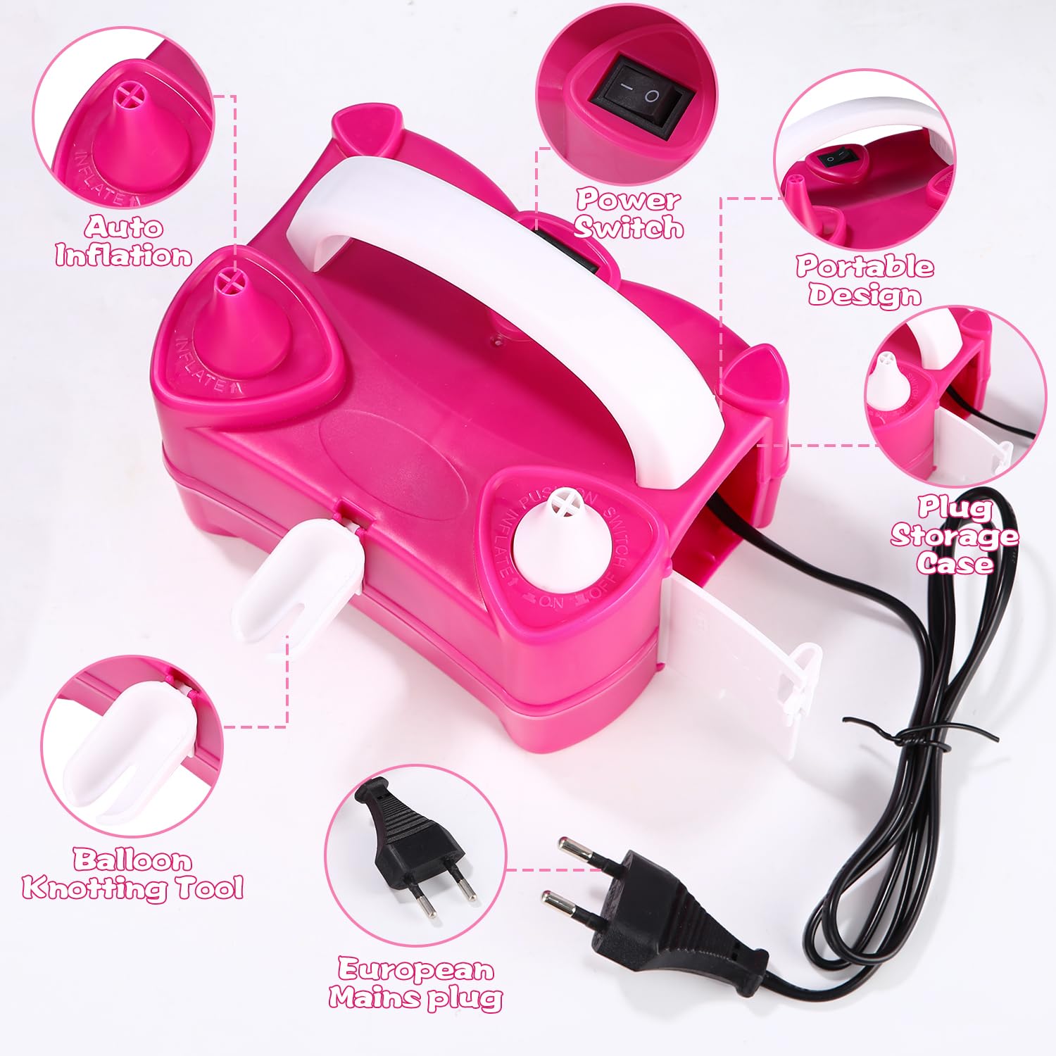 400W Pompe à Ballons électrique,Portable Double buse Gonfleur,Pompe à Air électrique Ballon Gonfleur Ballon Electrique Légère et Portable pour Les Ballons de Mariage la Décoration Festive