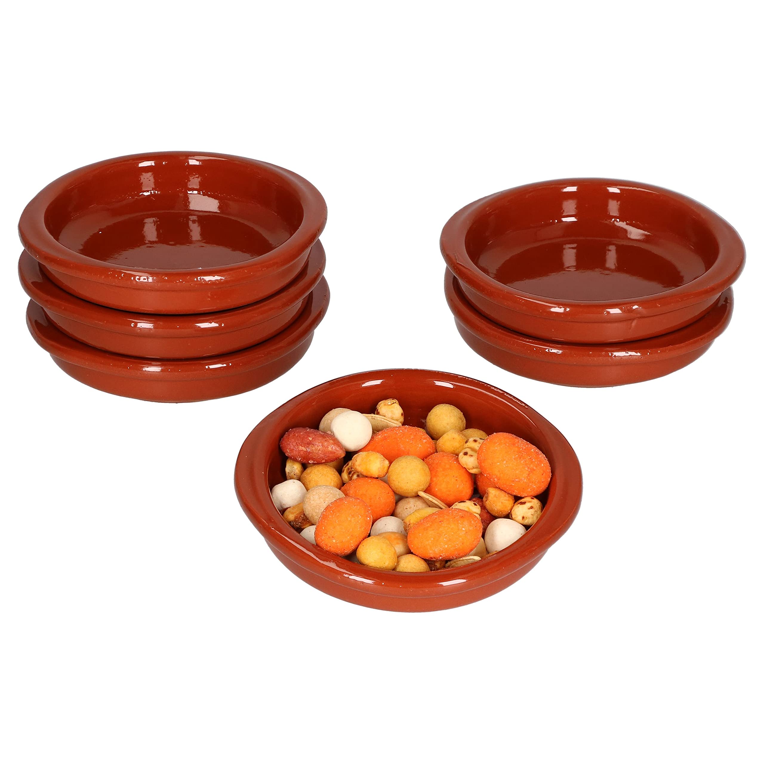 MamboCat Cazuela Set 12 Ciotoline In Argilla 70 Ml - Fatte A Mano - Motivo Mediterraneo - Vintage