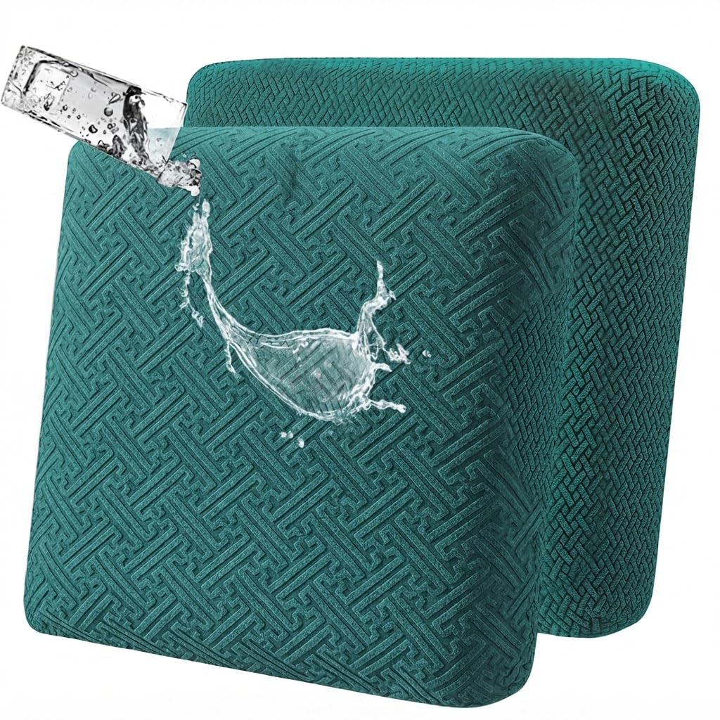 LiveGo Outdoor Patio Cushion Covers, Washable Replacement Slipcovers for Outdoor Sofa & Couch Cushions, Soft & Durable Seat Protectors for Patio Furniture (2, Dark green A) — image 1