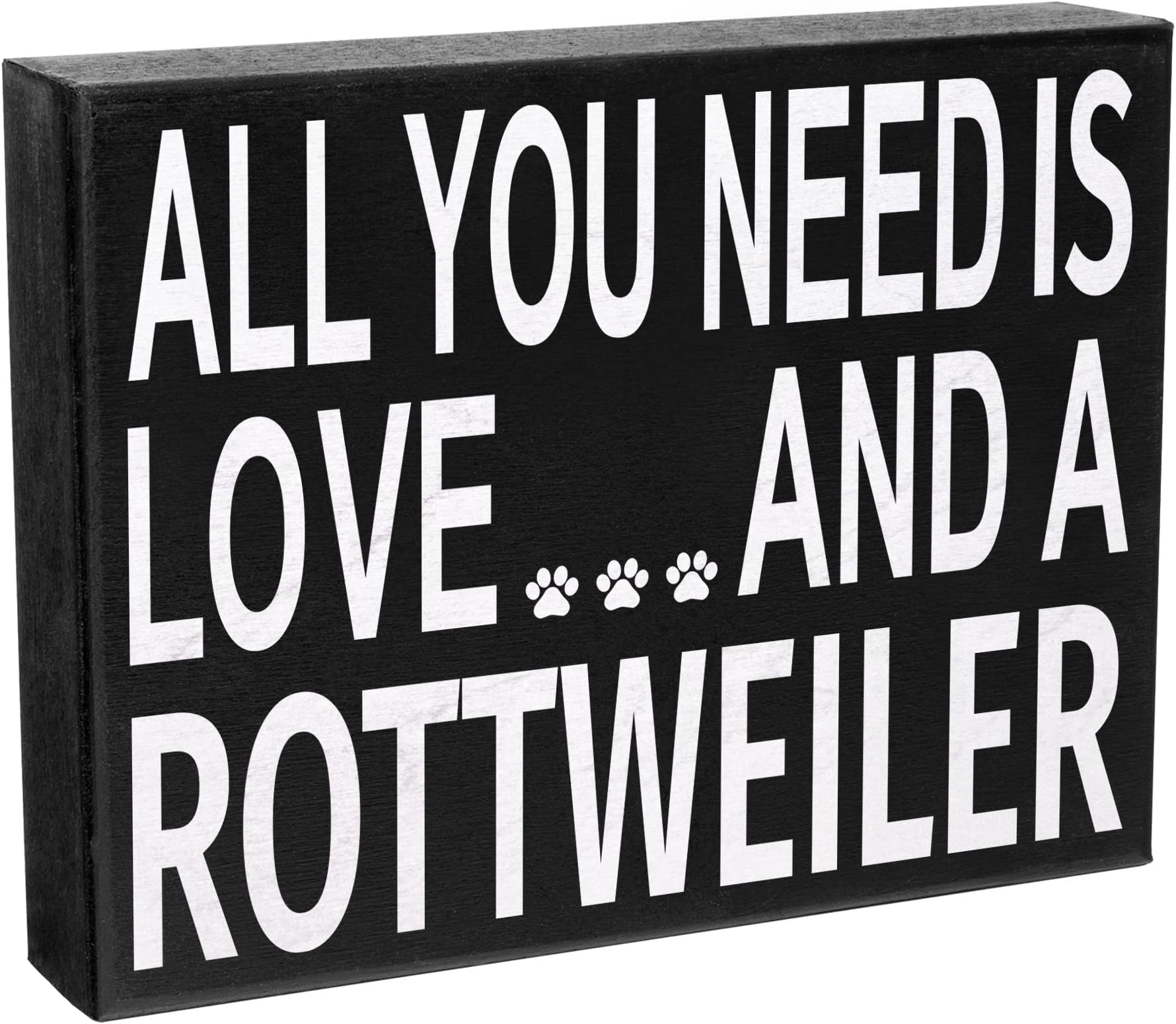 JennyGems Rottweiler Gifts, All You Need is Love and a Rottweiler Wooden Sign, Wall Hanging and Shelf Decor, Made in USA