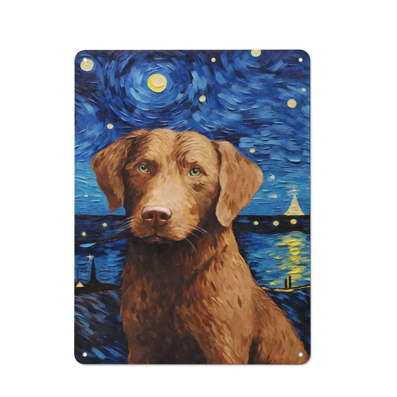 Junmoney Style-1 Rustic Metal Sign 40X30cm Featuring Chesapeake Bay Retriever For Hallway Wall, A Decorative Gift For A Newly Furnished Hallway