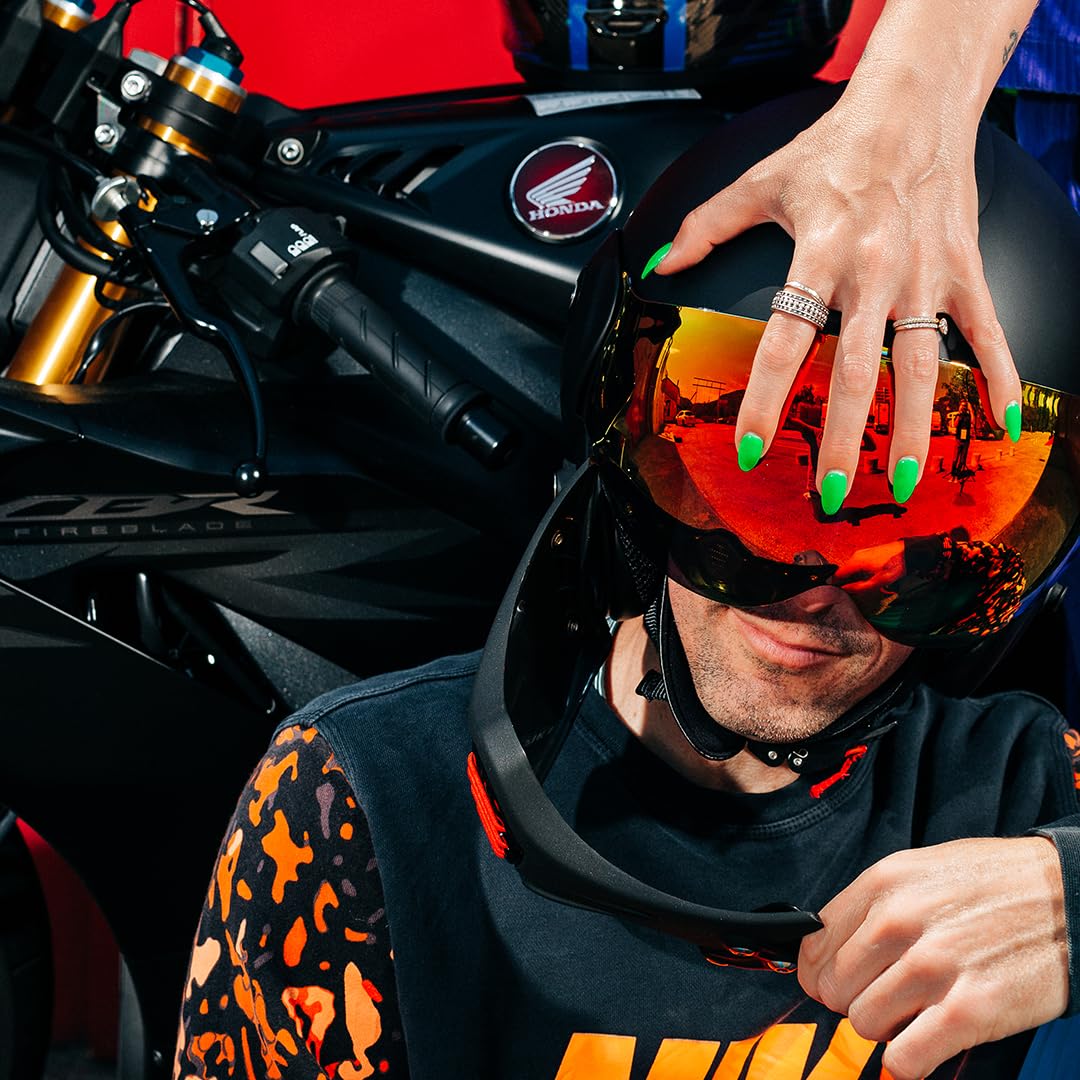 Casque Moto Jet Haut De Gamme ROOF Roadster en Fibre De Verre avec Mentonnière Amovible Magnétique Écran Iridium Inclus– Couleur Iron Noir Mat/Rouge - Offre Directe Usine - Garantie 4 Ans