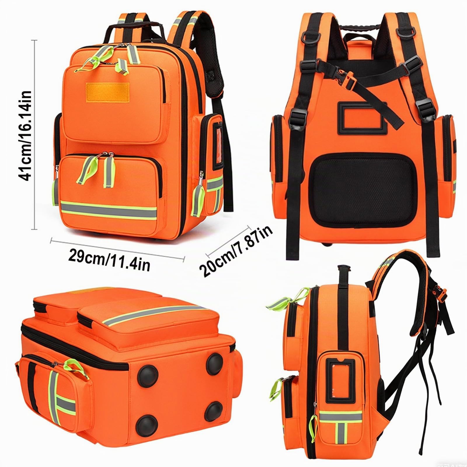 Mochila Profesional de Primeros Auxilios vacía,Bolsa Enfermera Domiciliaria, Mochila médica de Primeros Auxilios de Gran Capacidad con Reflectante para Camping, Senderismo(Navy blue)