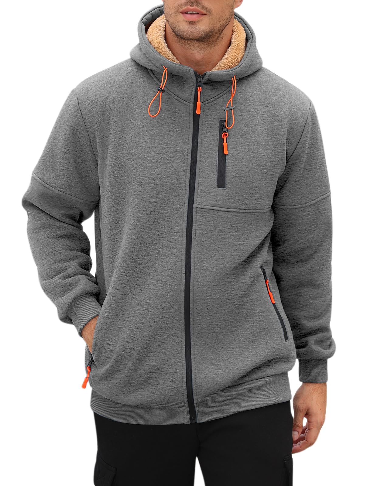 Vijamiy Felpa Uomo con Cappuccio Invernale Stare al Caldo Felpa Zip Pullover Giacca Fleece Hoodie Sweatshirt Casual con Giacca Sportiva