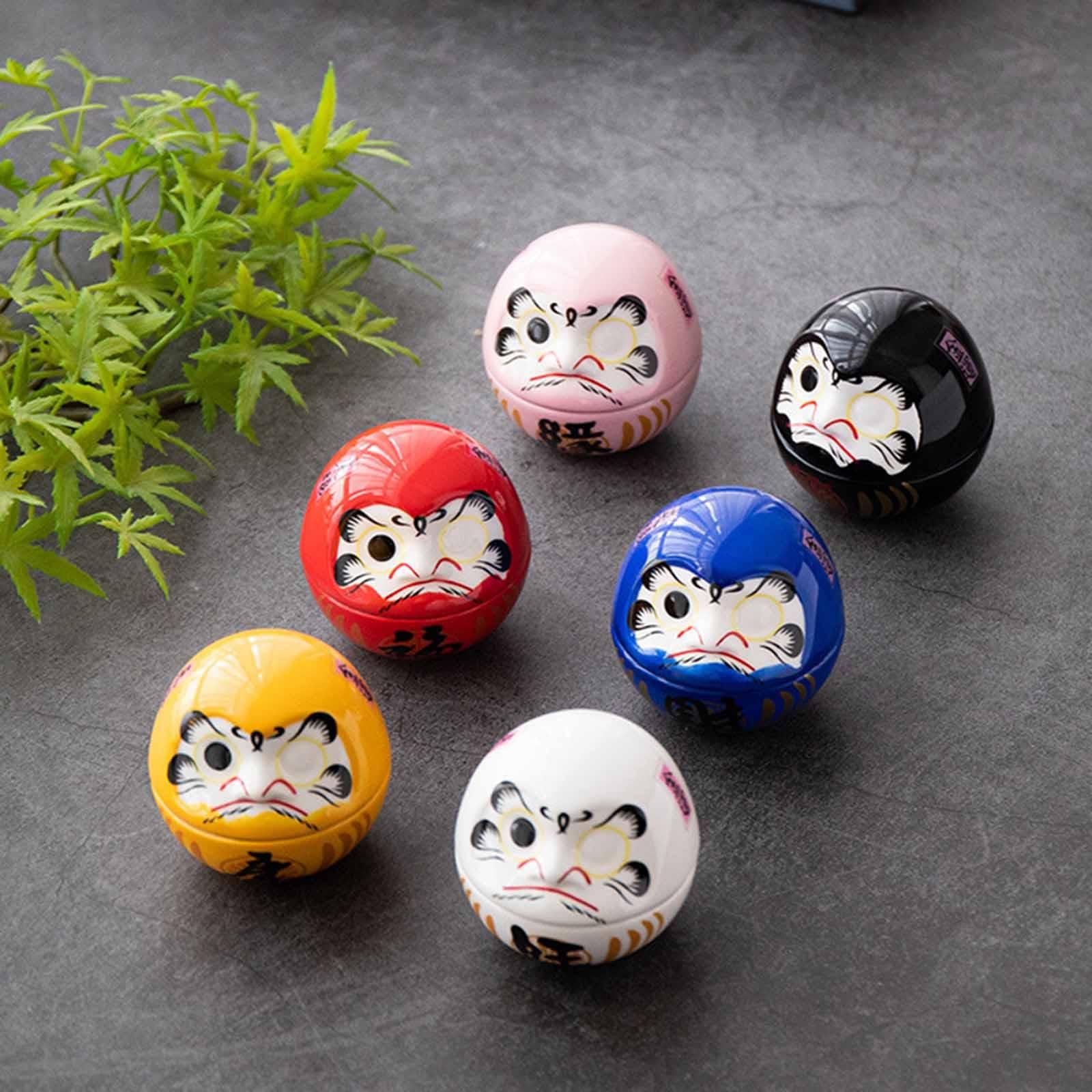 Small Ceramic Daruma Doll Japanese Bar Farmhouse Cafe Car Miniature Figurine Black-image-41