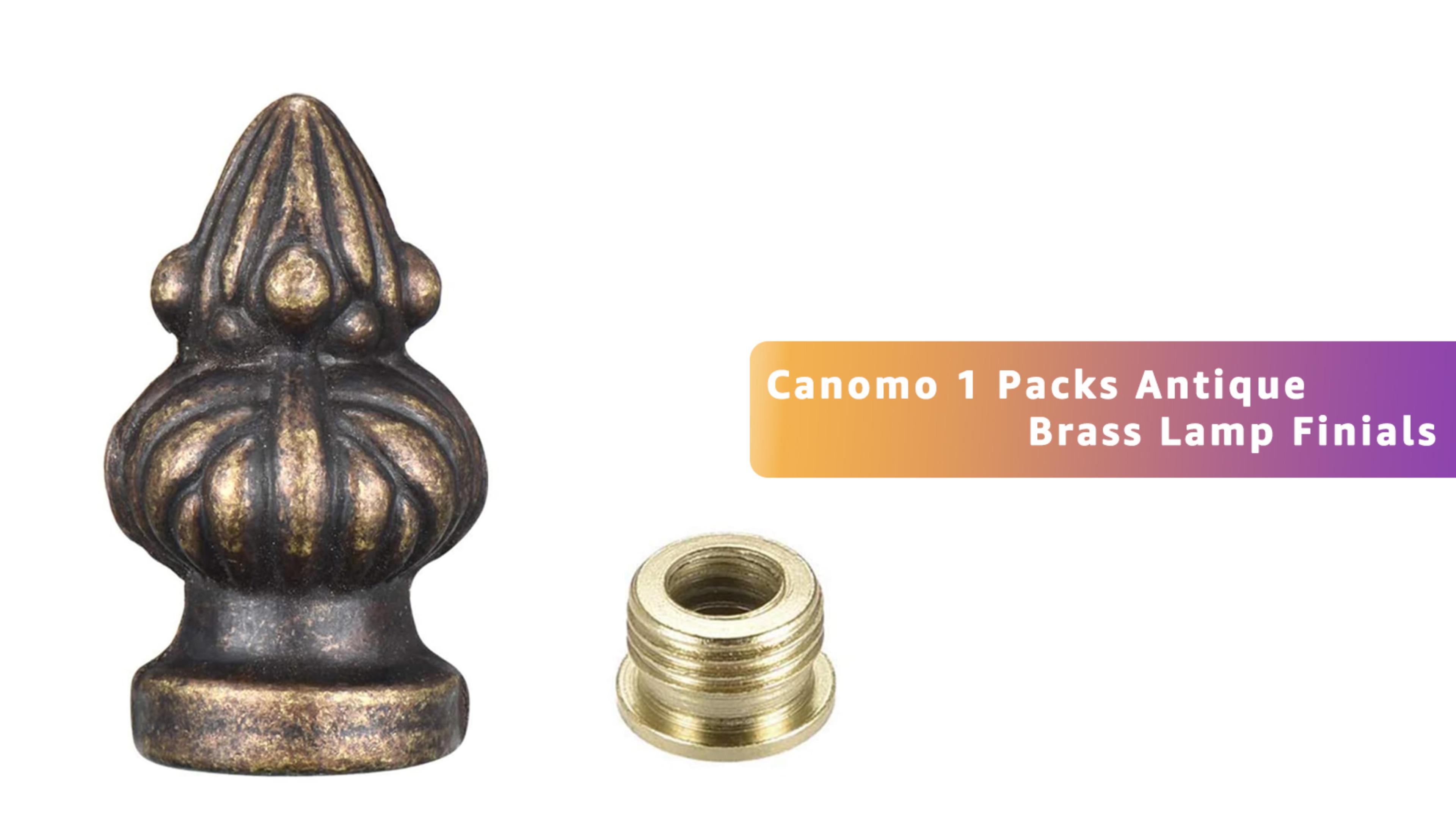 Image of Canomo Antique Brass Lamp Finial Cap Knob Lamp Decoration for Lamp Shade, 1 Pack, 1-3 /8 Inches (Small Size)