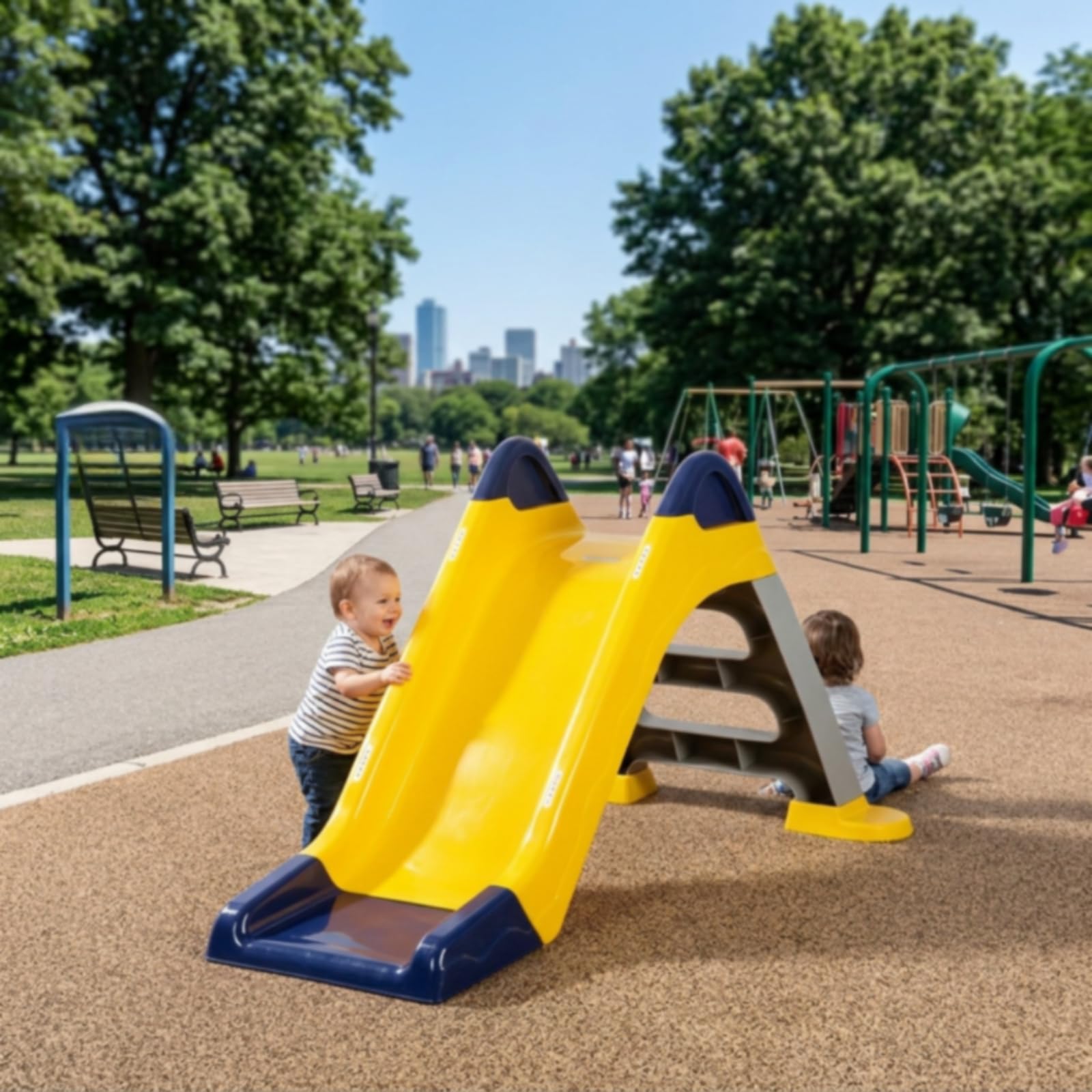 Tobogán Infantil con Rociador Resistente Tobogán Plástico con Escalera Compacto Juguete para Niños, Piscina, Color to 3, Style to 3