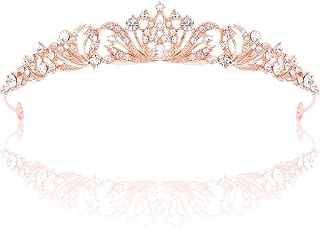 TOBATOBA Wedding Tiara Rose Gold Tiara Crowns for Women Girls Corona Para 15 años Quinceañeras Princess Tiara for Bride Prom Quinceanera Birthday Crown Halloween Hair Accessories