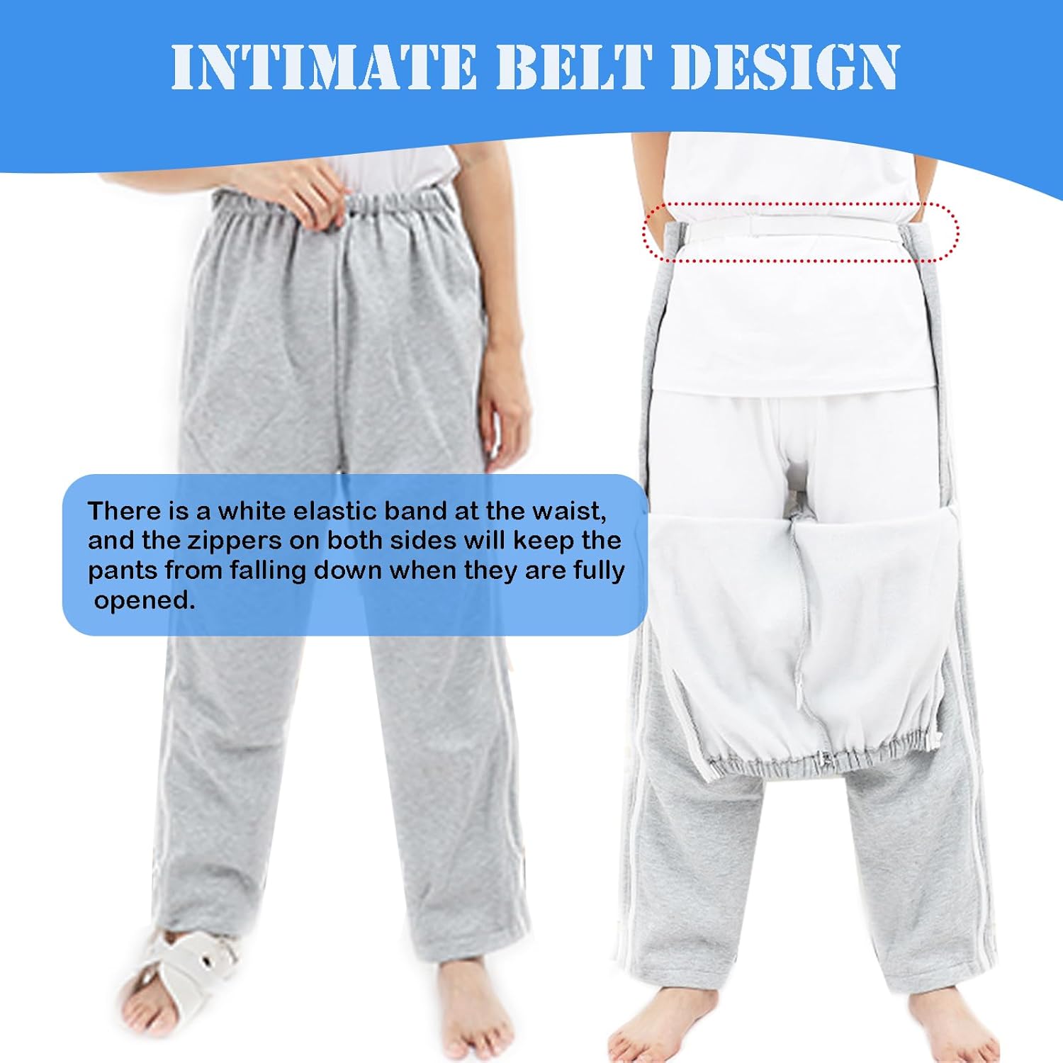 Tear Away Pants for Men Two Side Zippers Sweatpants for Basketball Knee/Leg Post-Surgery/Fracture - Image 2