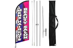 Barber Flag: Hair Salon Feather Flag with Pole Kit for Salon Promotion