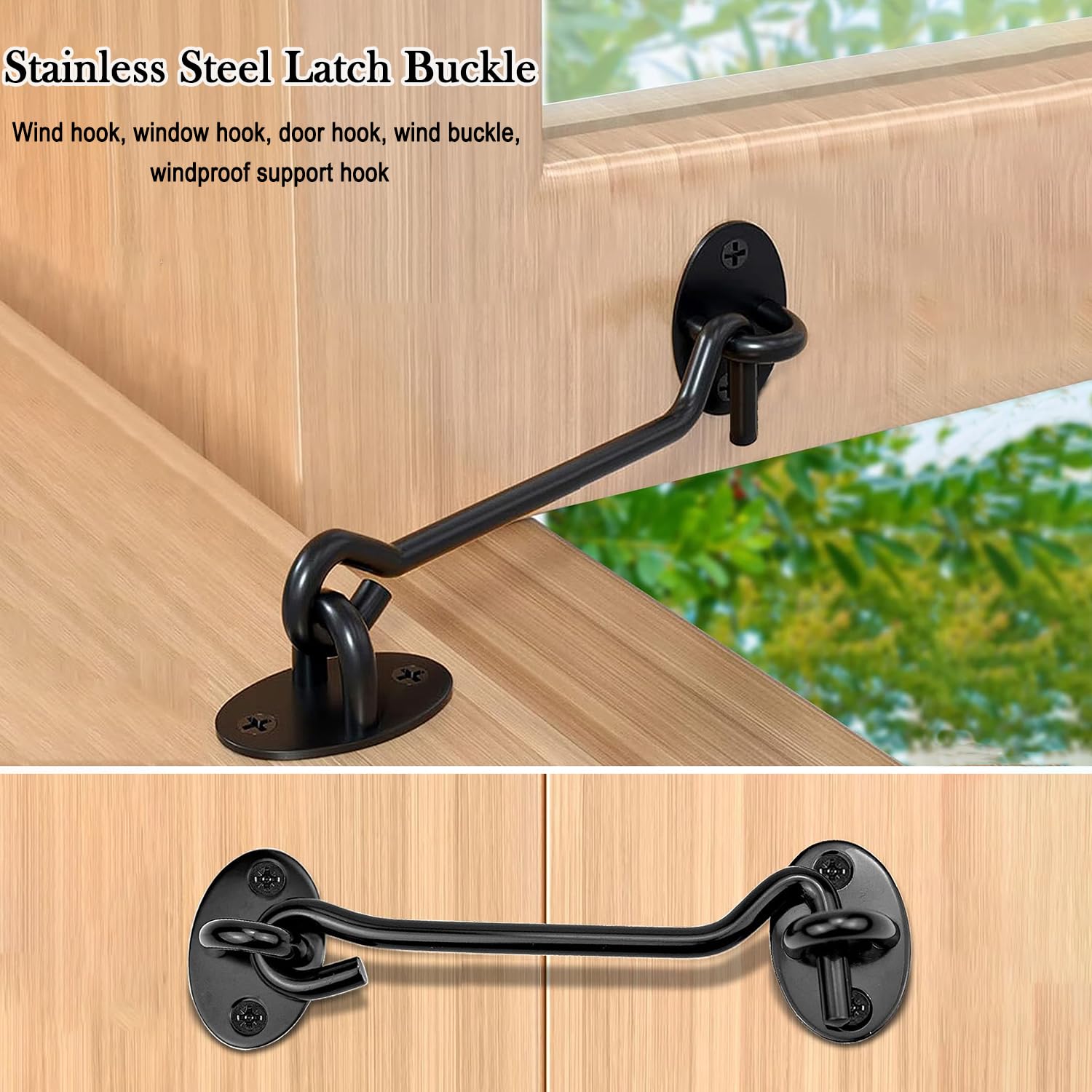 Litensh 2PCS Stainless Steel Door Hook and Eye Latch - Image 2