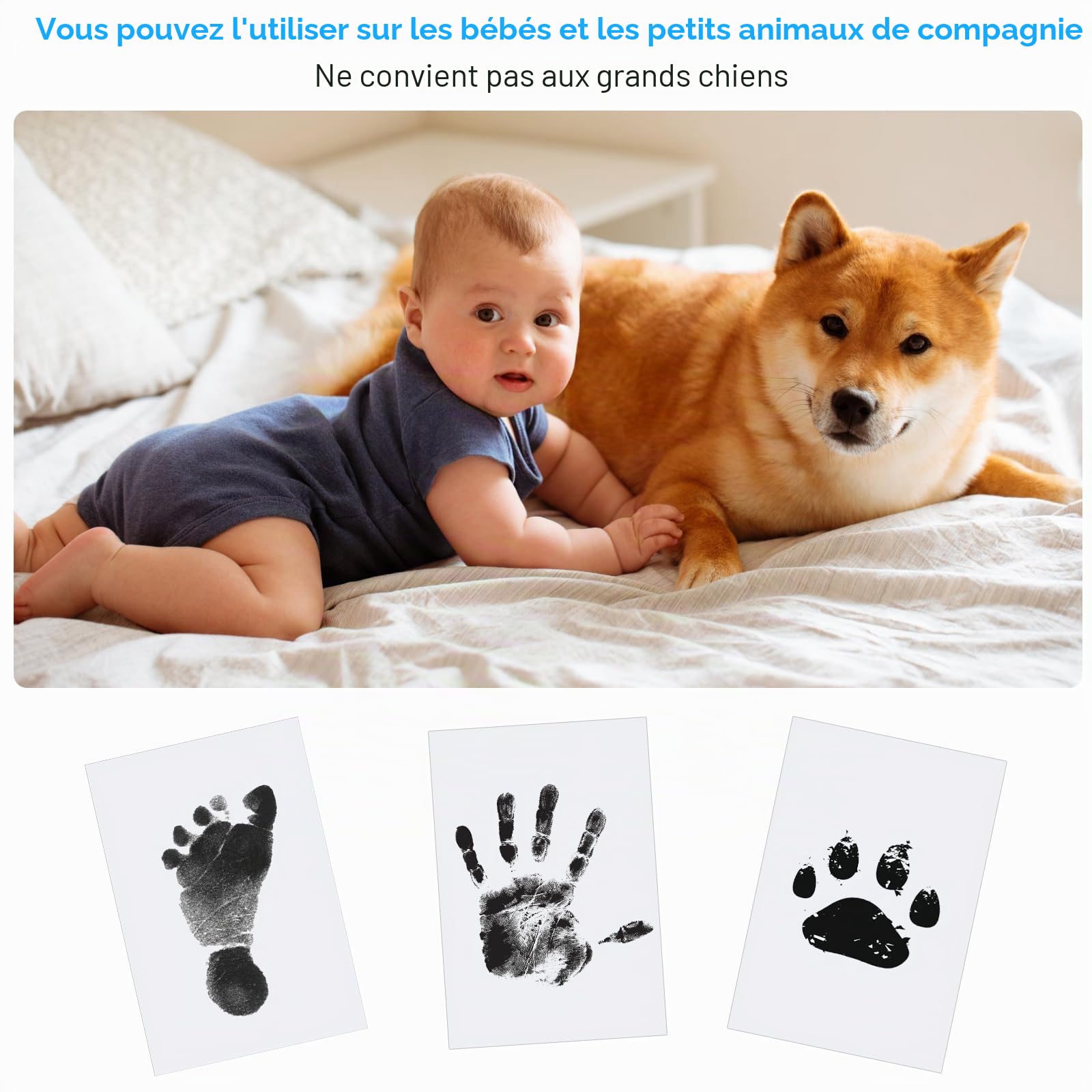 Kit Empreinte Pieds et Mains Bébé Enfant Clean Touch Tampons Bébé Encre Sûre Inoffensive Sans Contact