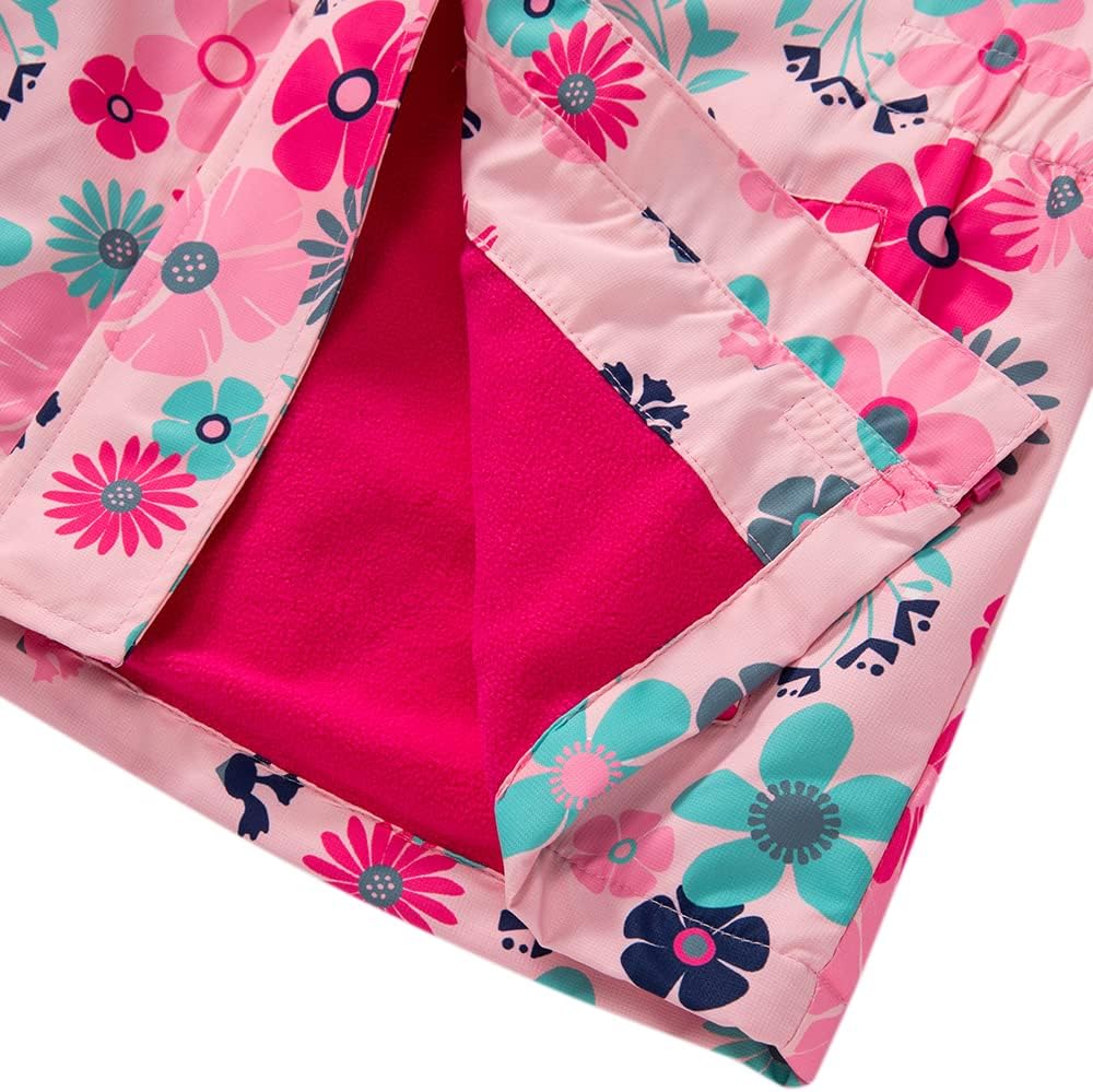 Girls Rain Jacket Kids Hooded Raincoat Windbreaker with Fleece Lining - Image 9