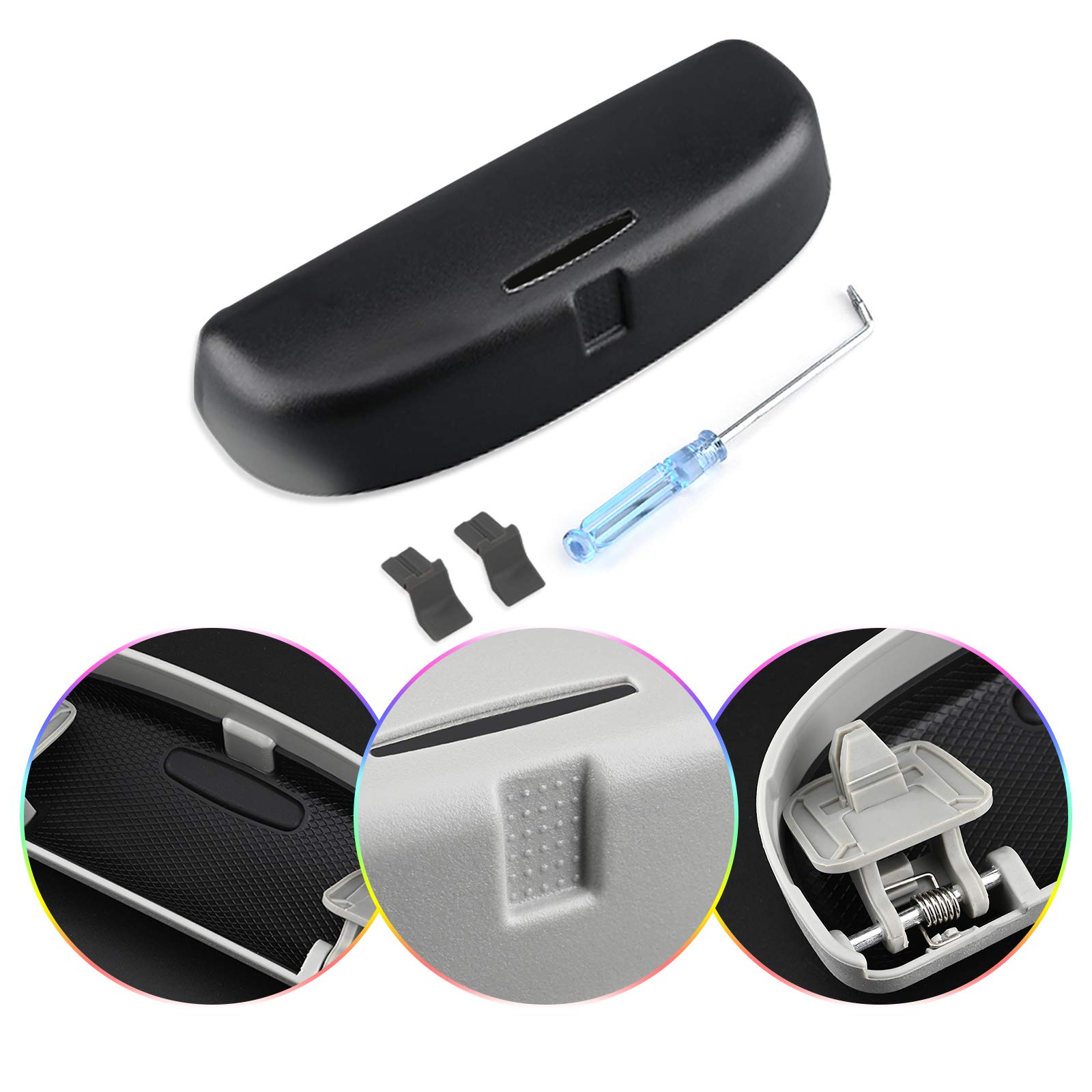 HZ-DESIGN - Vano Porta Occhiali Da Sole Grigio - Compatibile Con BMW Serie 1 (E81, E87), Serie 3 (E90, E91, E92, E93), X1, X3, X5, X6