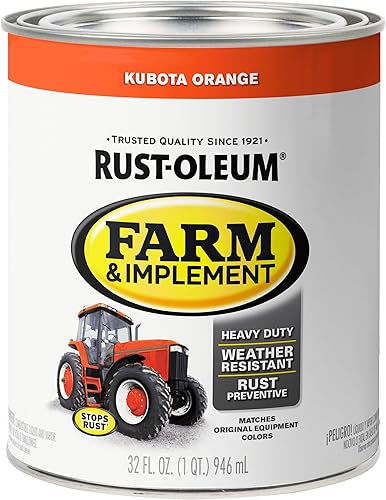 Miniatura 3 de Rust-Oleum Farm & Implement 280159-2PK - Pintura esmaltada, cuarto de galón, naranja (Kubota Orange), 32 onzas líquidas, paquete de 2