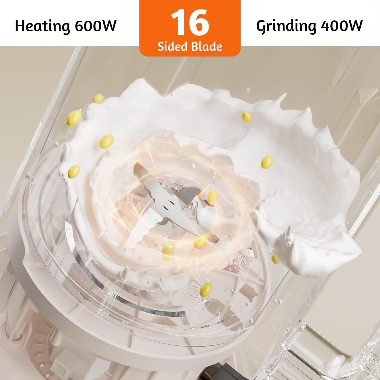 1.5L Sojamilch Maker Maschine, 7 in 1 Automatischer Nussmilchbereiter mit schalldichter Abdeckung, isoliertes Design, 16 Klingen für Sojamilch, Brei, Saft, 220V 50Hz