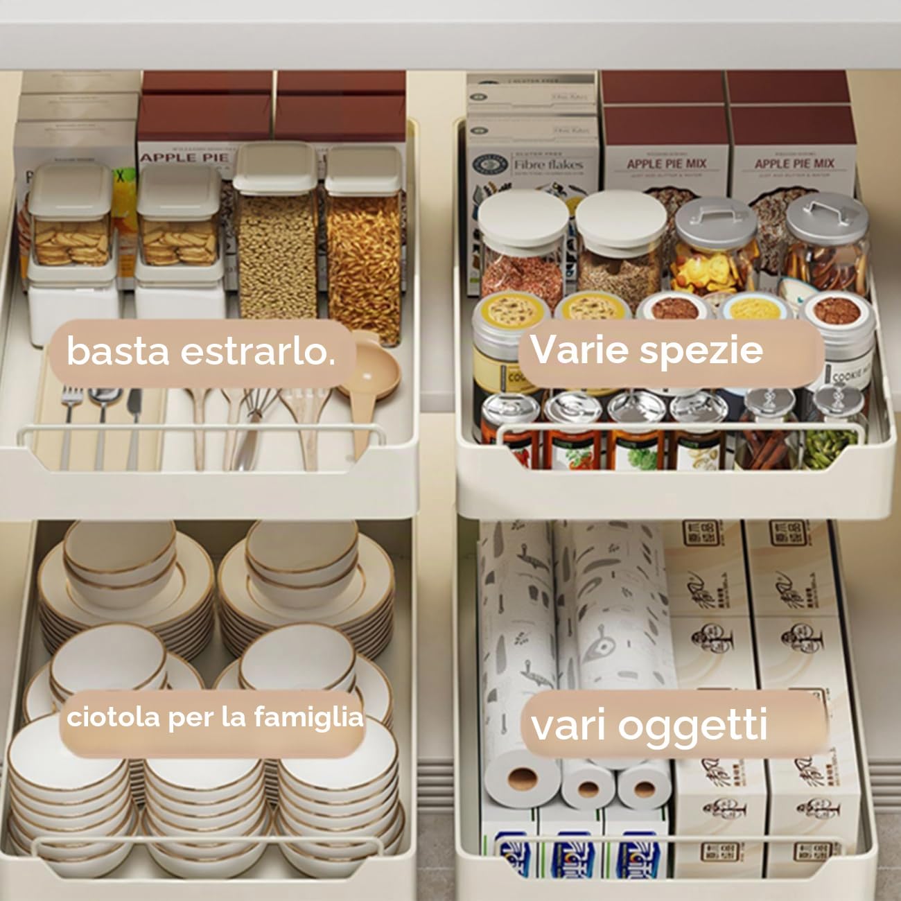 43 cm x 30 cm x 7 cmCassetti Estraibili per Cucina Cassetto Telescopico Organizzatore Cassetto Telescopico Cucina non è Necessario Forare e Inchiodare Necessario Incollare Cassetto