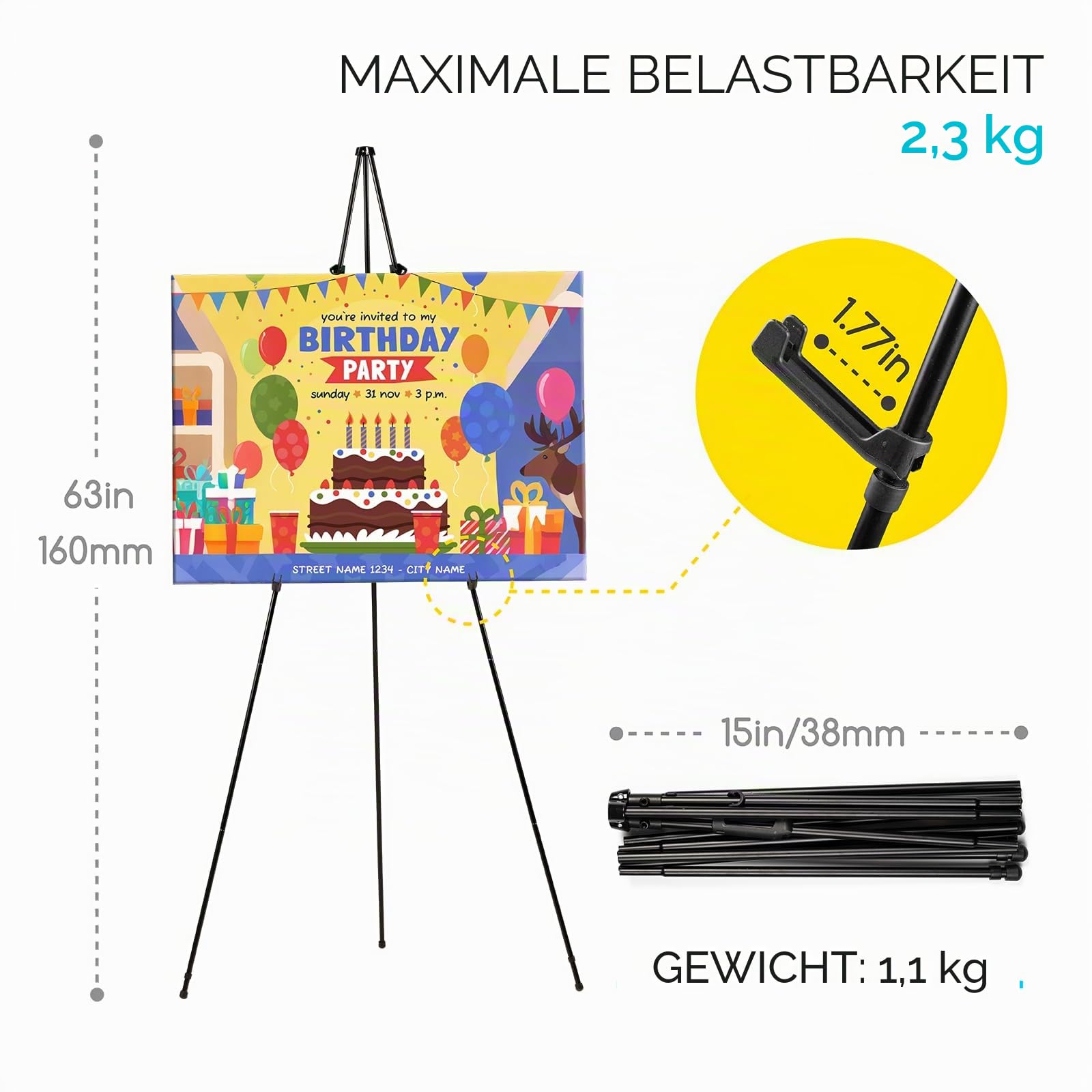 MEEDEN 6 Stück Staffelei Groß Metall, 160cm Leinwandständer für Malerei und Display mit Tasche, Leichte und Robuste Hochzeitsstaffelei für Hochzeit, Malerei Leinwand, Plakate | Tragbarer, faltbarer Instant-Staffelei-Ständer für Hochzeit, Malerei, Leinwand