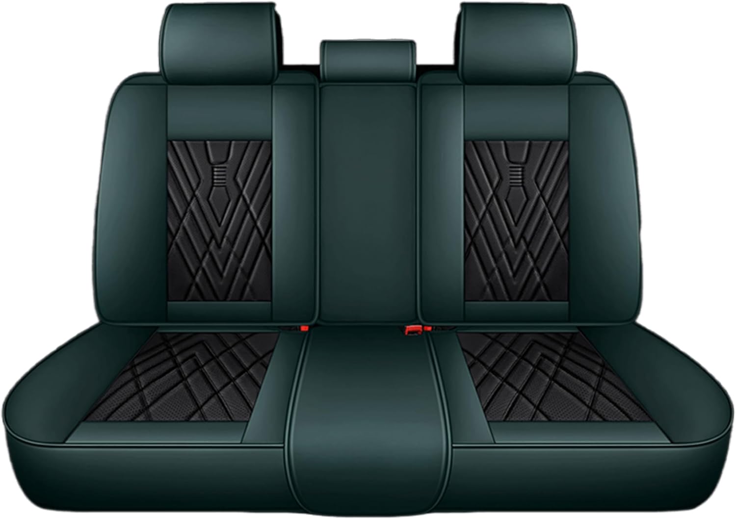 Premium Faux Leather Fully Covered Car Seat Cover Custom Fit for Chevrolet Chevy Traverse 2018-2023 2024 Non-Slip Interior Seat Cushions Protectors (Full Set 5 Seats,Black Green)